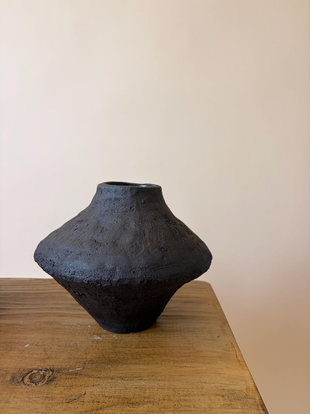 Handcrafted Black Ceramic Vase: Modern Organic Decor, Rustic Stoneware