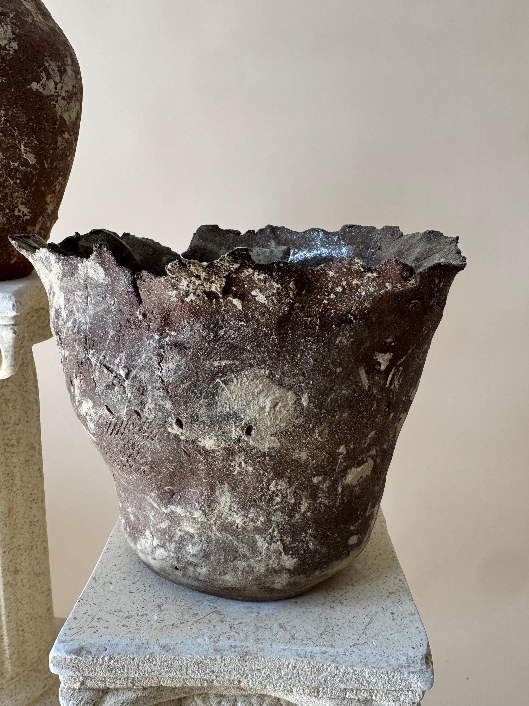 Handmade Ceramic Sculptural Vase: Natural Red Stoneware Vessel