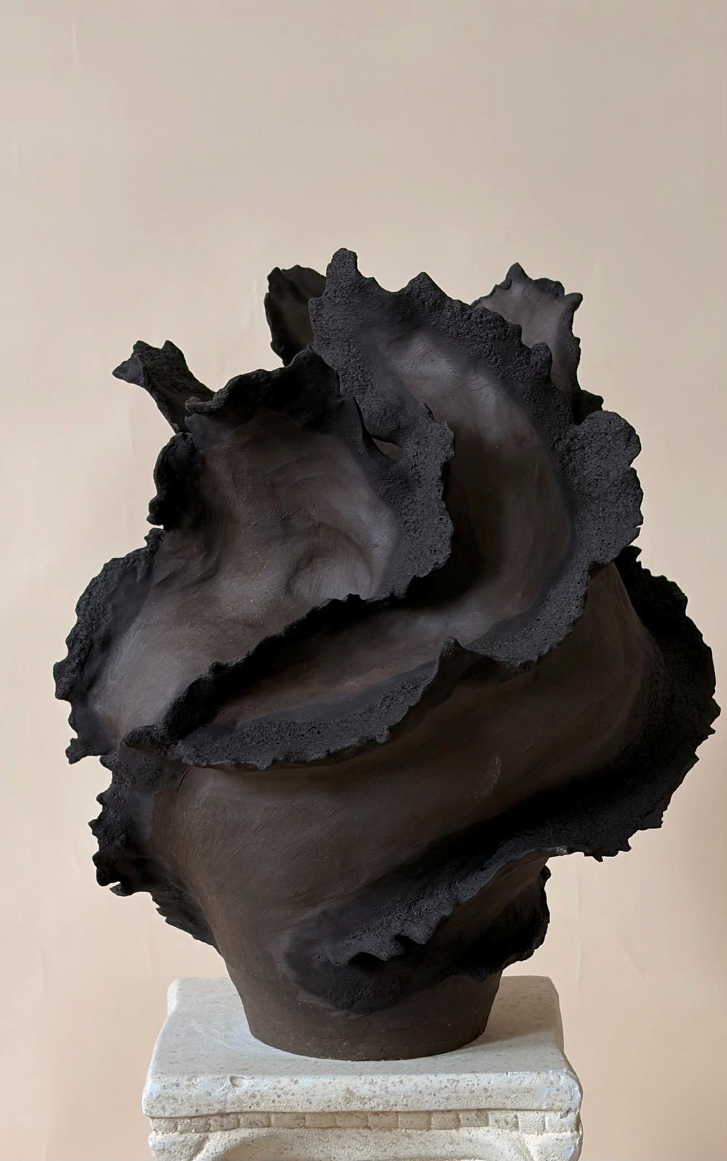 Handmade Ceramic Sculptural Vase: Volcanic Glaze Stoneware Vessel