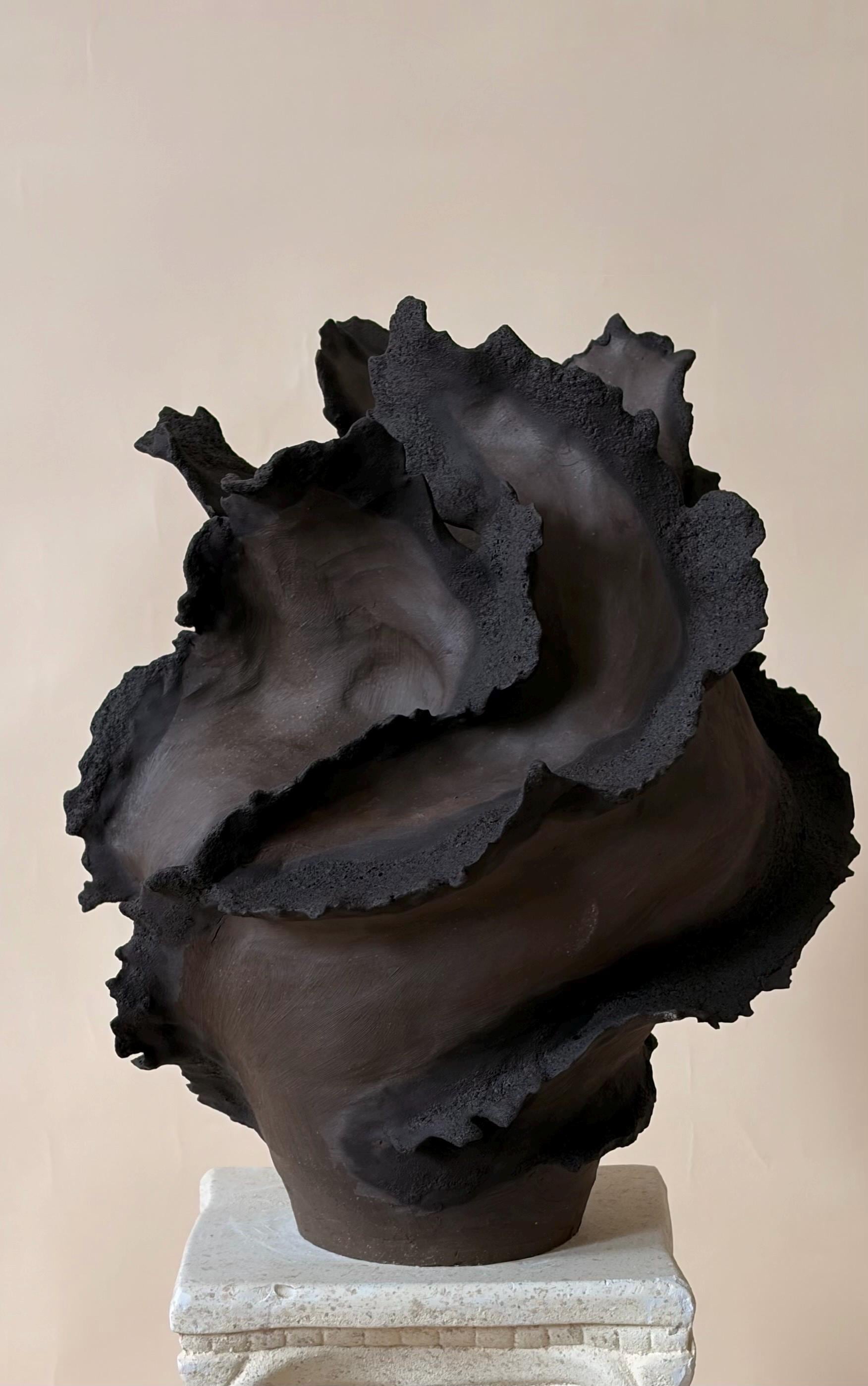Handmade Ceramic Sculptural Vase: Volcanic Glaze Stoneware Vessel