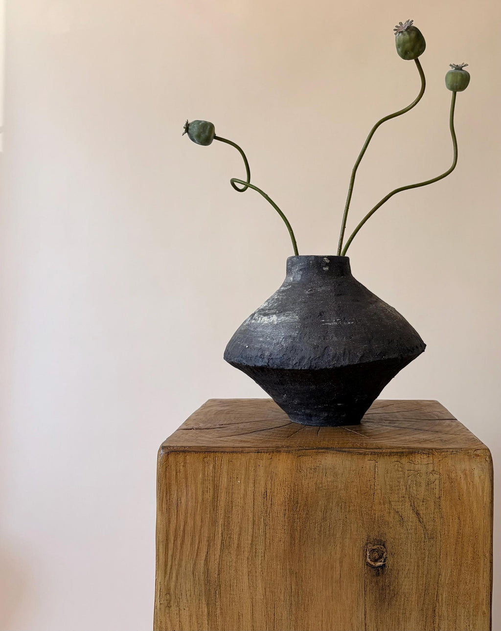 Handcrafted Black Ceramic Vase: Modern Organic Decor, Rustic Stoneware
