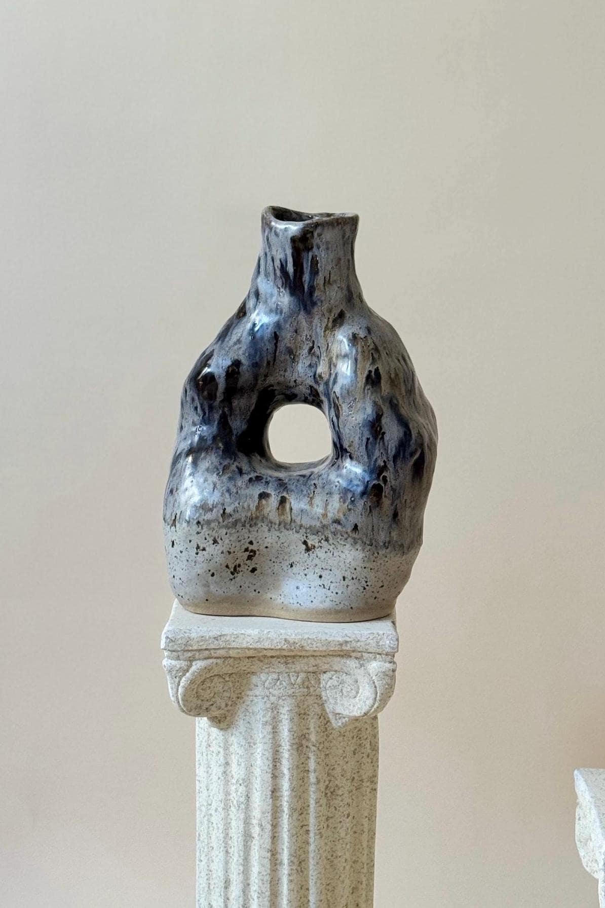 Handmade Stoneware Sculptural Vase: Organic Ceramic Vessel