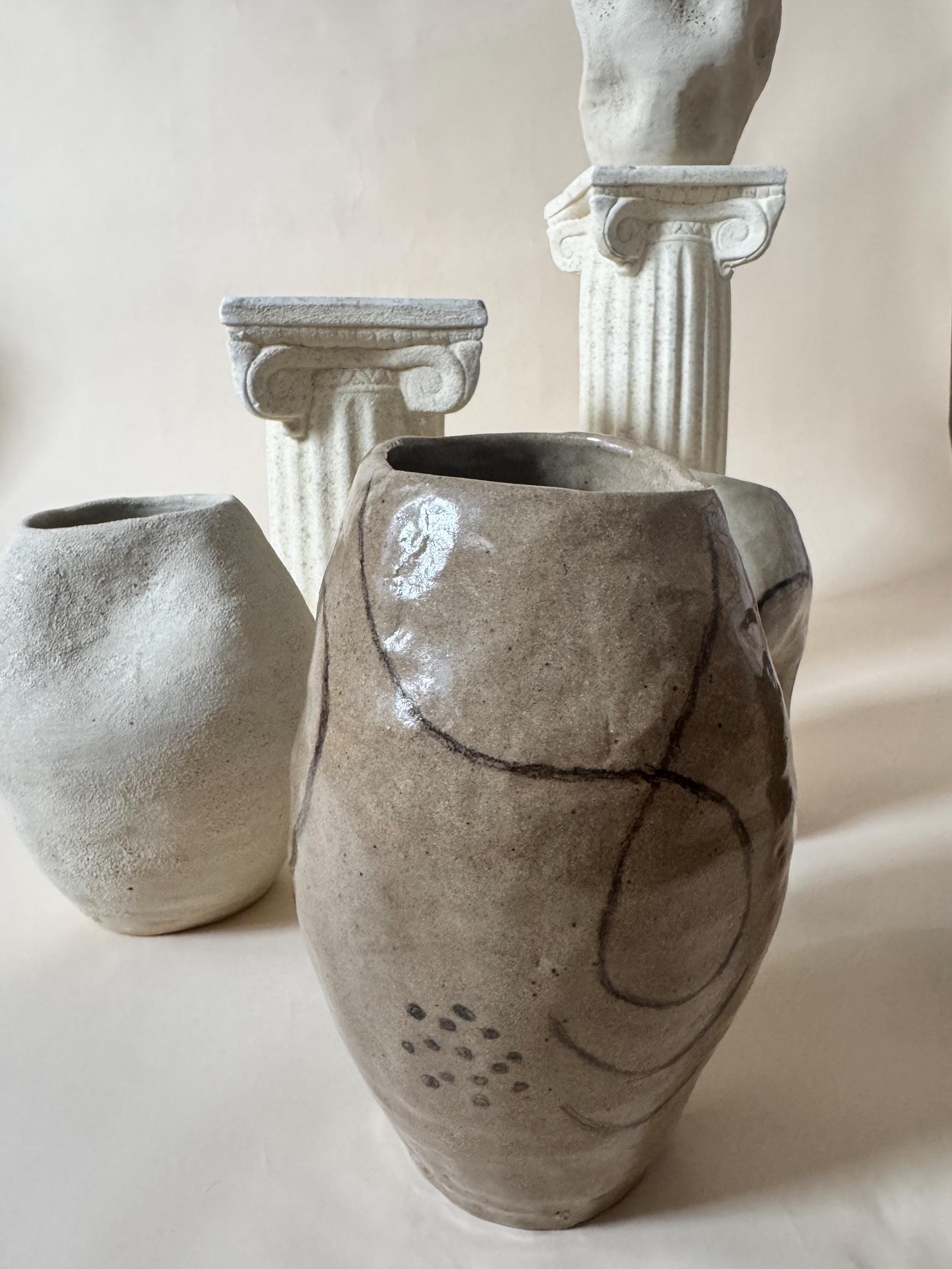 Handmade Ceramic Sculptural Vase: Organic Stoneware Vessel