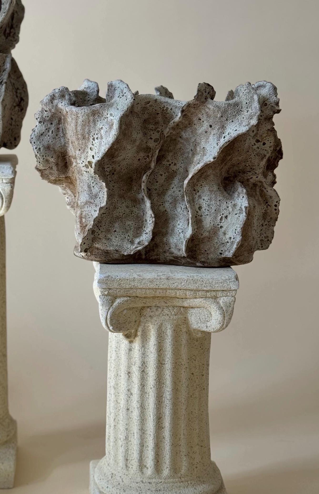 Handmade Ceramic Sculptural Vase: Volcanic Glaze Stoneware Vessel
