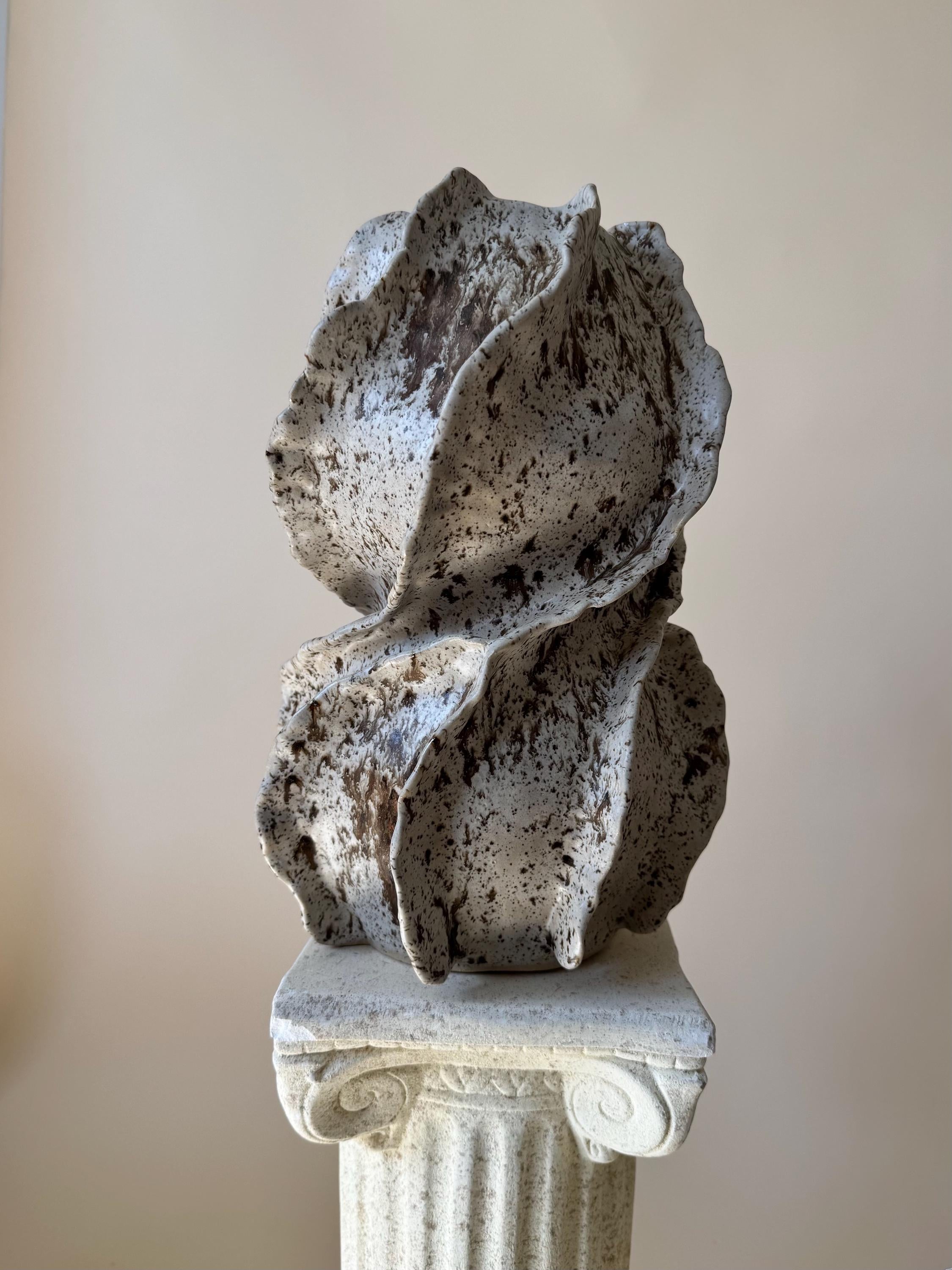 Handmade Ceramic Sculptural Vase: WinterWood Glaze Stoneware Vessel