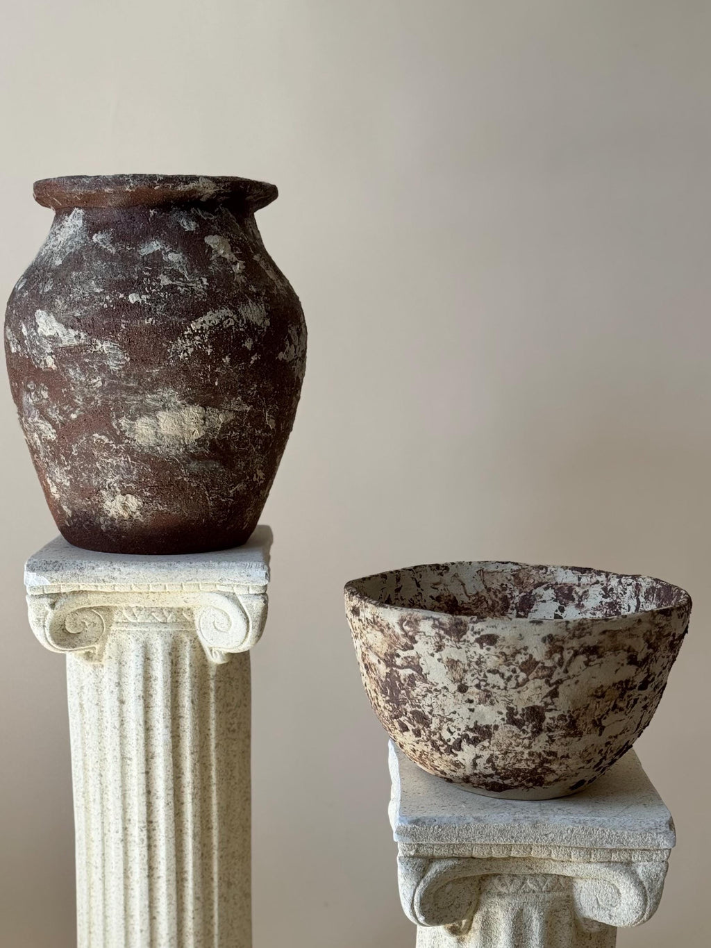 Handmade Ceramic Sculptural Vase: Natural Red Stoneware Vessel skewed organic shape
