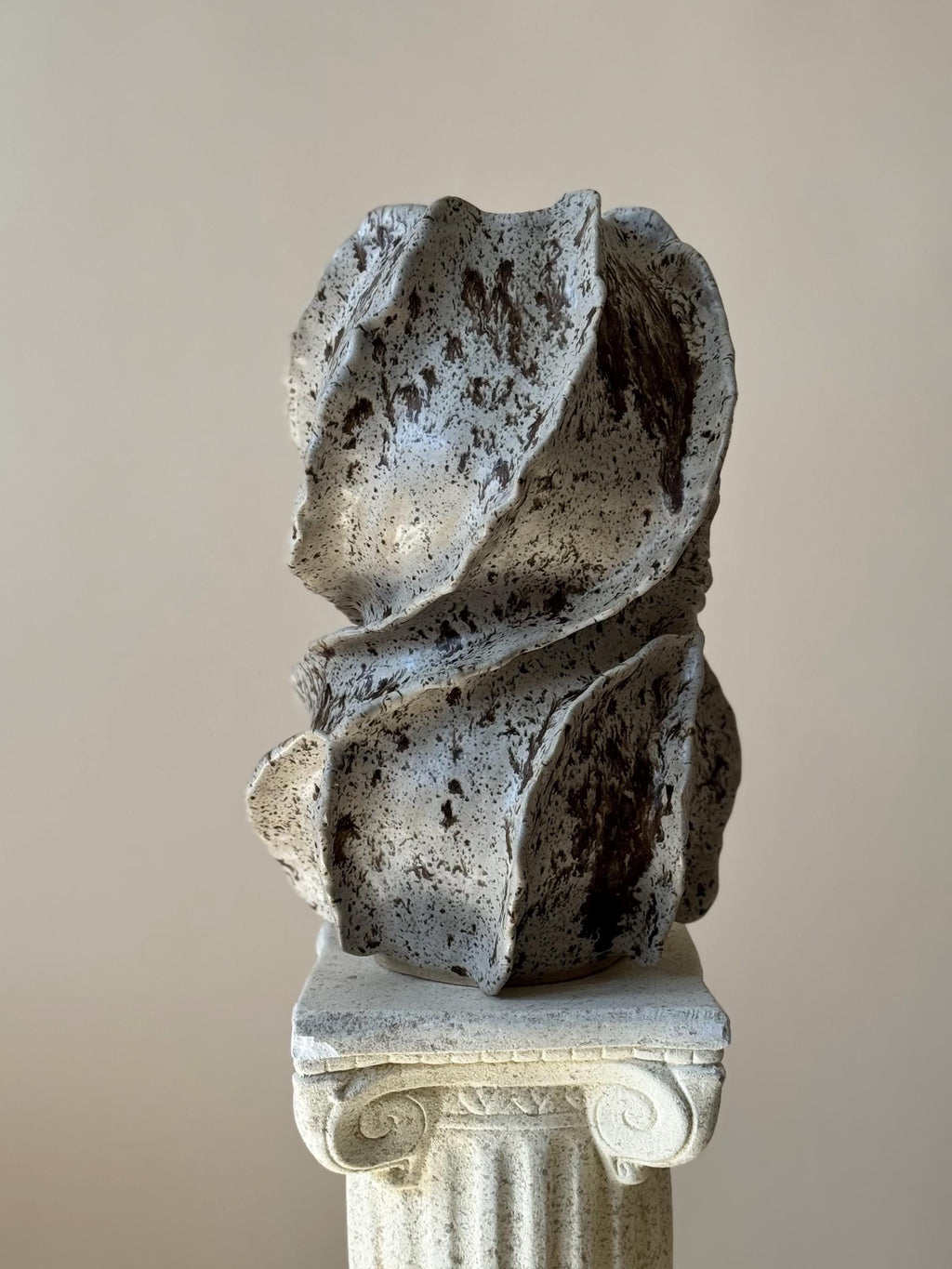 Handmade Ceramic Sculptural Vase: WinterWood Glaze Stoneware Vessel
