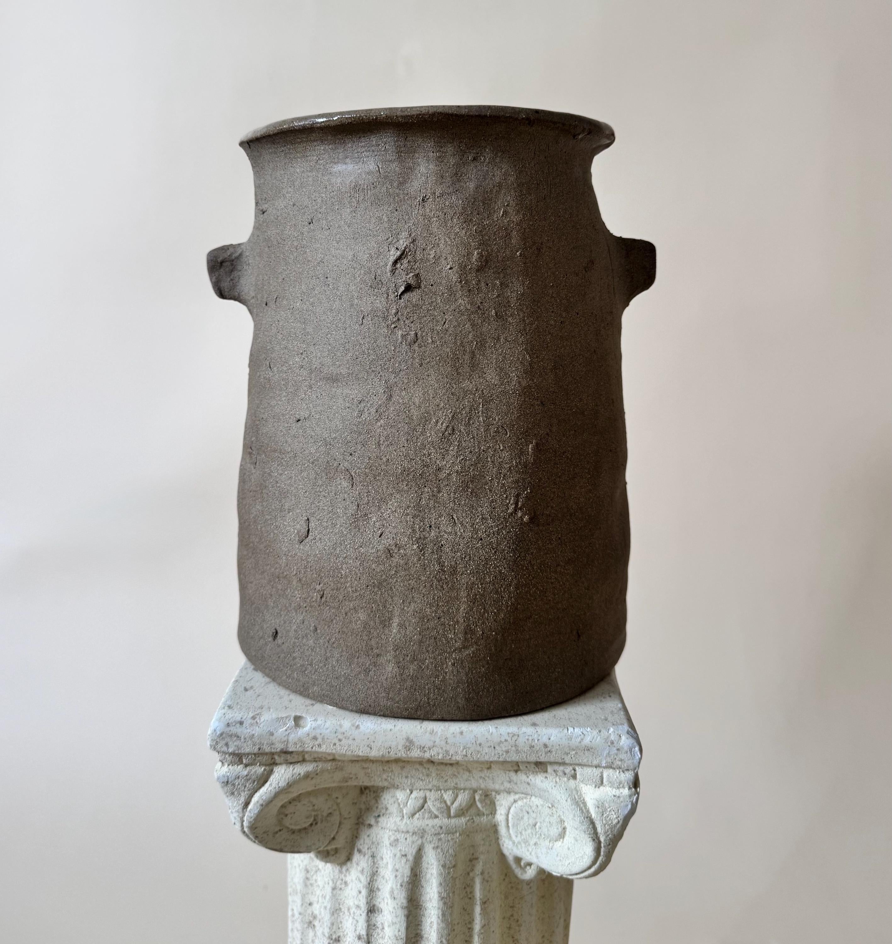 Handmade Speckled Clay Ceramic Vase: Rustic Golden Vessel