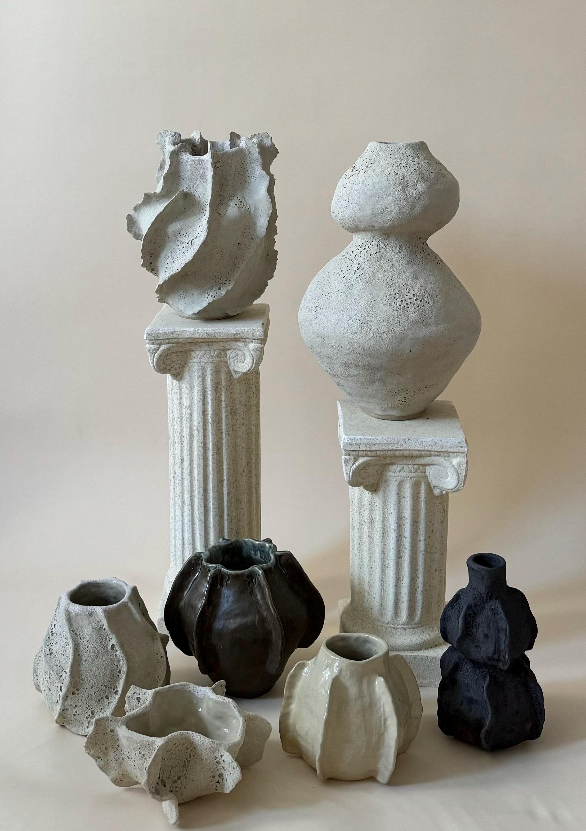 Handmade Ceramic Sculptural Vase: Organic Stoneware Vessel