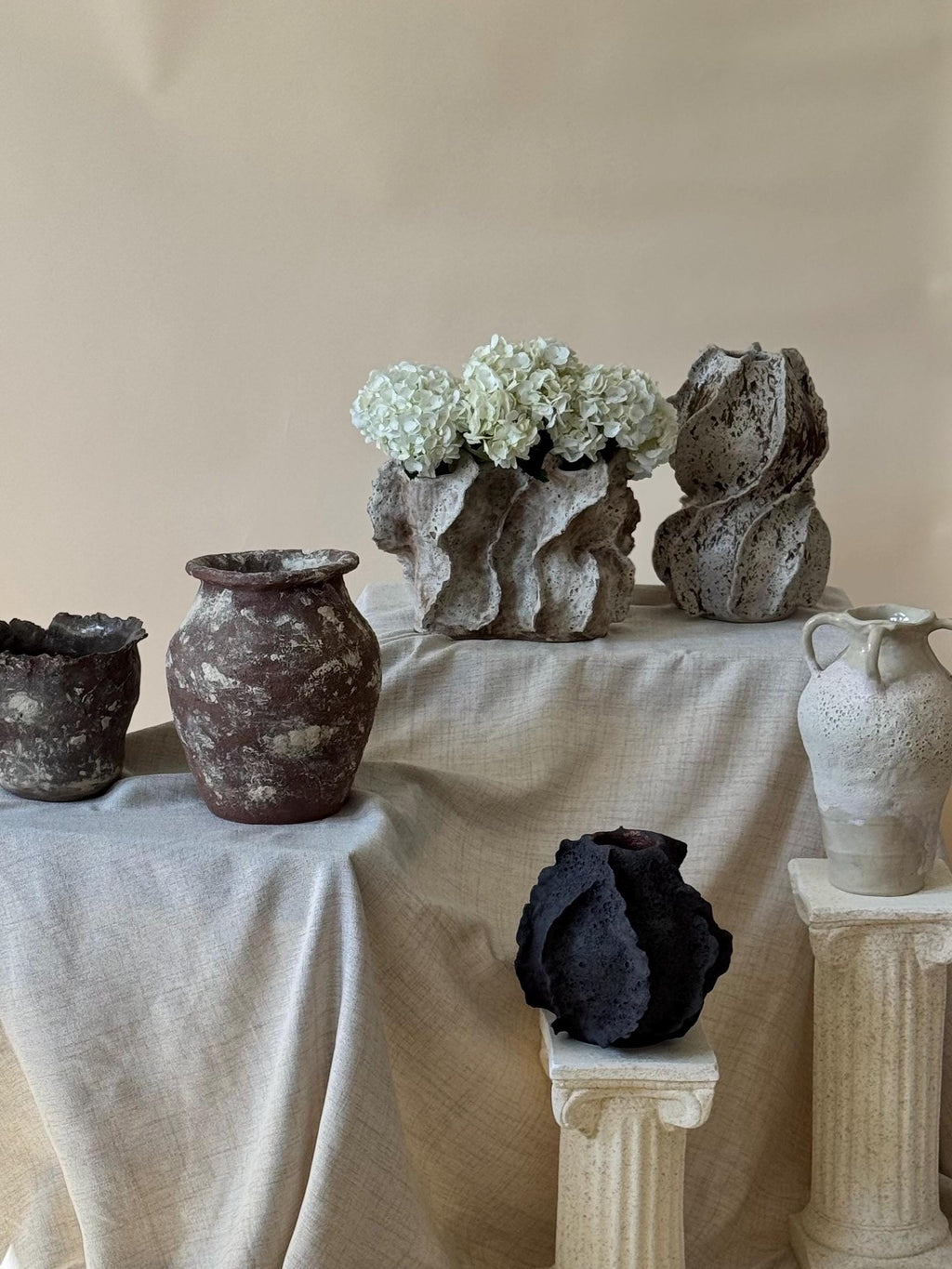 Handmade Ceramic Sculptural Vase: Natural Red Stoneware Vessel