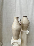Handmade Ceramic Vase: Rustic Cream Vase with Brown Accent