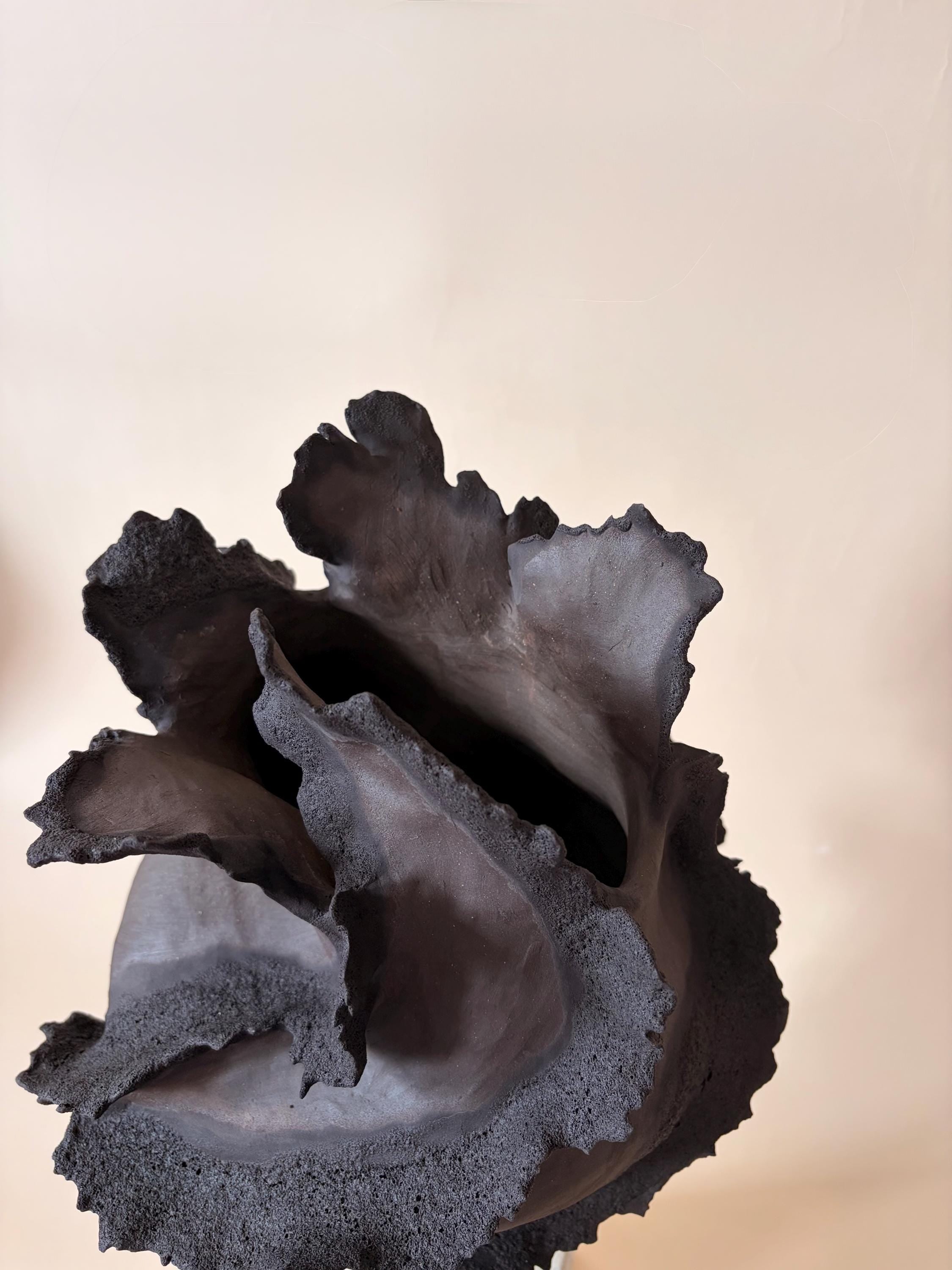 Handmade Ceramic Sculptural Vase: Volcanic Glaze Stoneware Vessel