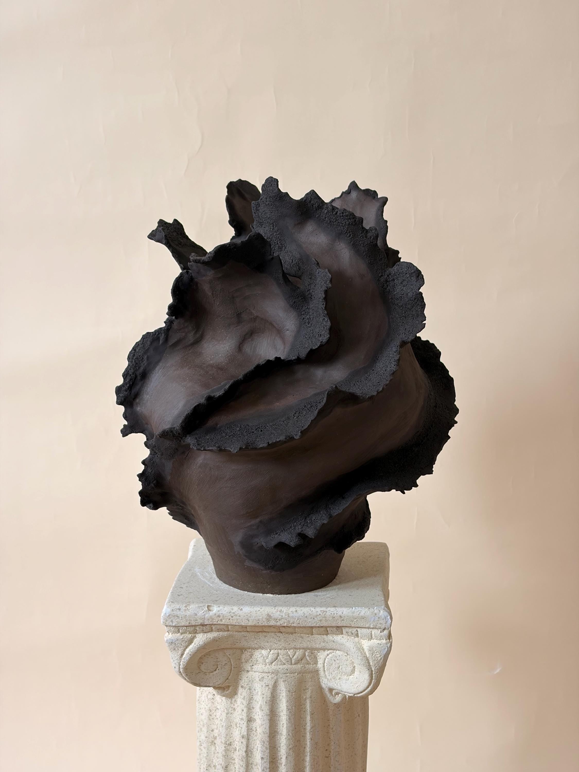 Handmade Ceramic Sculptural Vase: Volcanic Glaze Stoneware Vessel