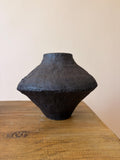 Handcrafted Black Ceramic Vase: Modern Organic Decor, Rustic Stoneware
