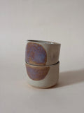 Stackable Handmade Pinched Ceramic Coffee Mug, Cream with Bold Abstract Detail