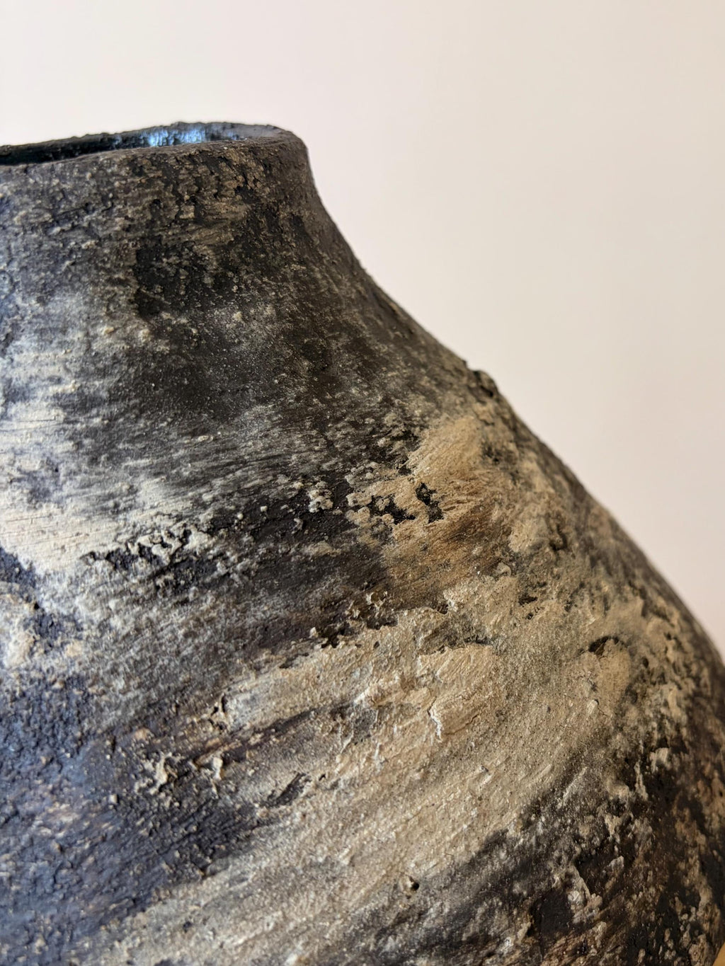 Handcrafted Black Ceramic Vase: Modern Organic Decor, Rustic Stoneware