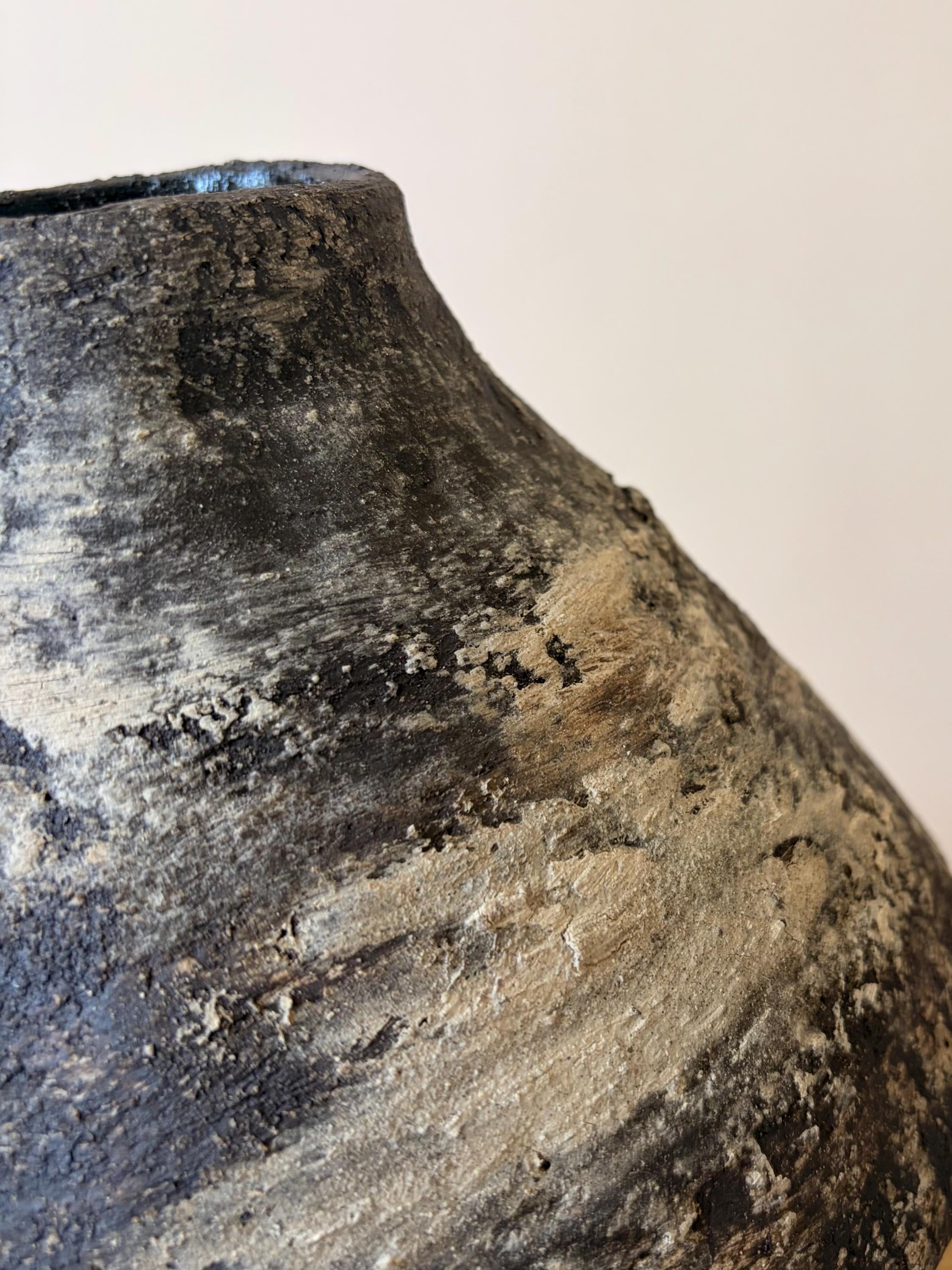 Handcrafted Black Ceramic Vase: Modern Organic Decor, Rustic Stoneware
