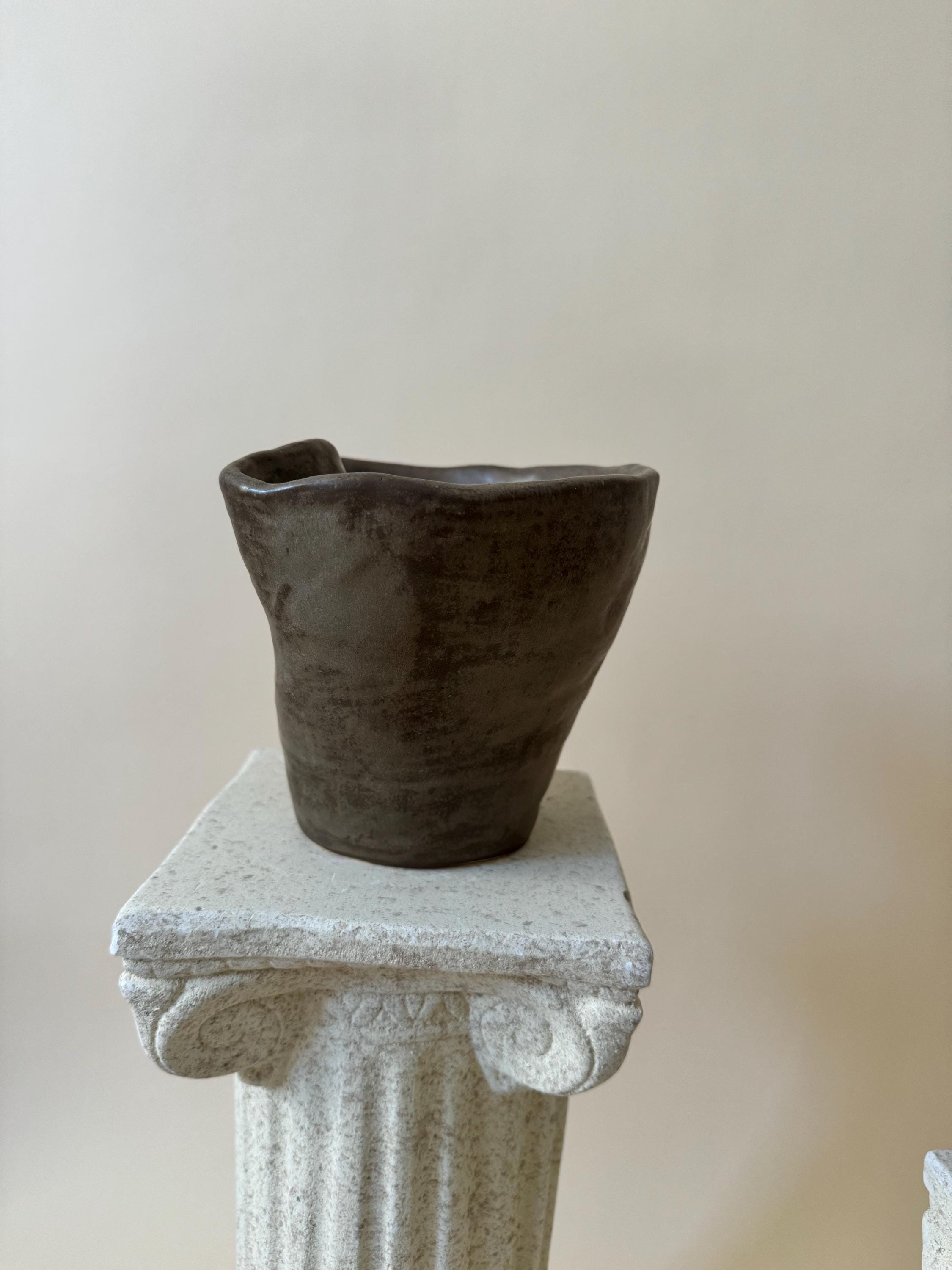 Handmade Ceramic Sculptural Vase: Organic Stoneware Vessel
