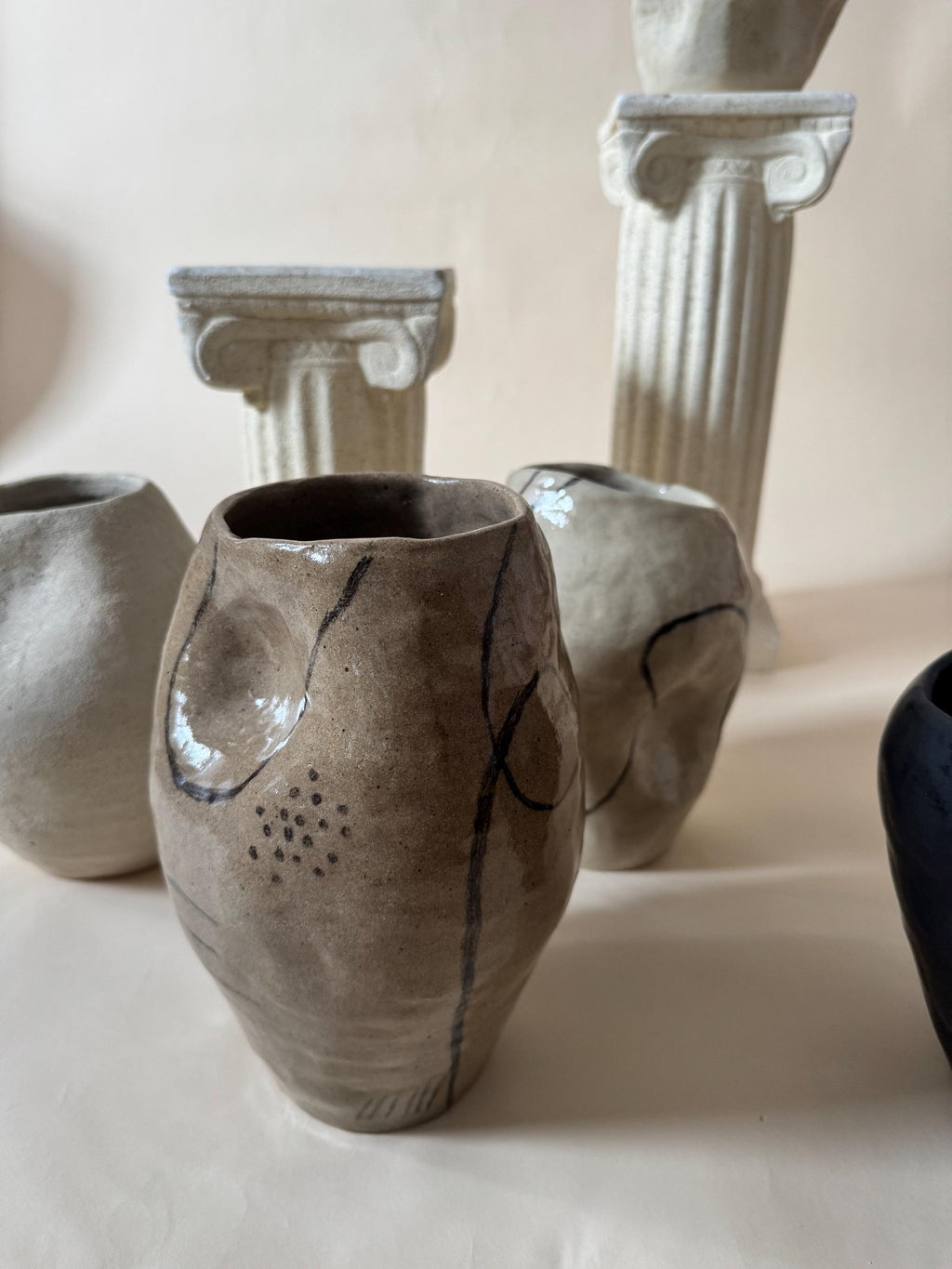 Handmade Ceramic Sculptural Vase: Organic Stoneware Vessel