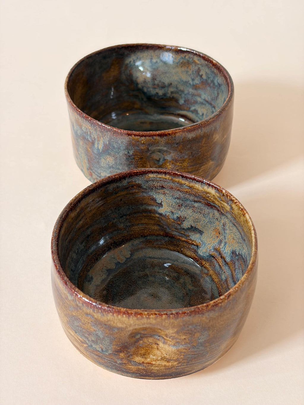 Stackable pinched Handmade Ceramic Soup Cup, Rusted Color