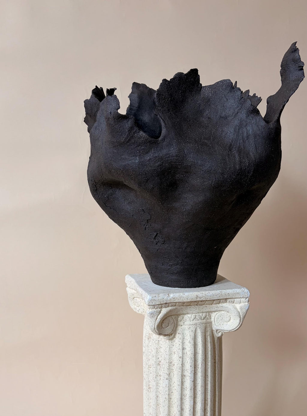 Handcrafted Black Ceramic Vase: Modern Organic Decor, Rustic Stoneware