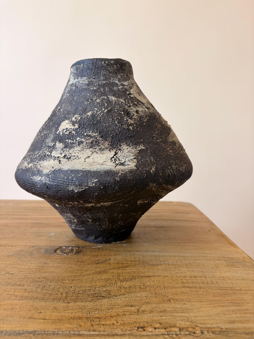 Handcrafted Black Ceramic Vase: Modern Organic Decor, Rustic Stoneware