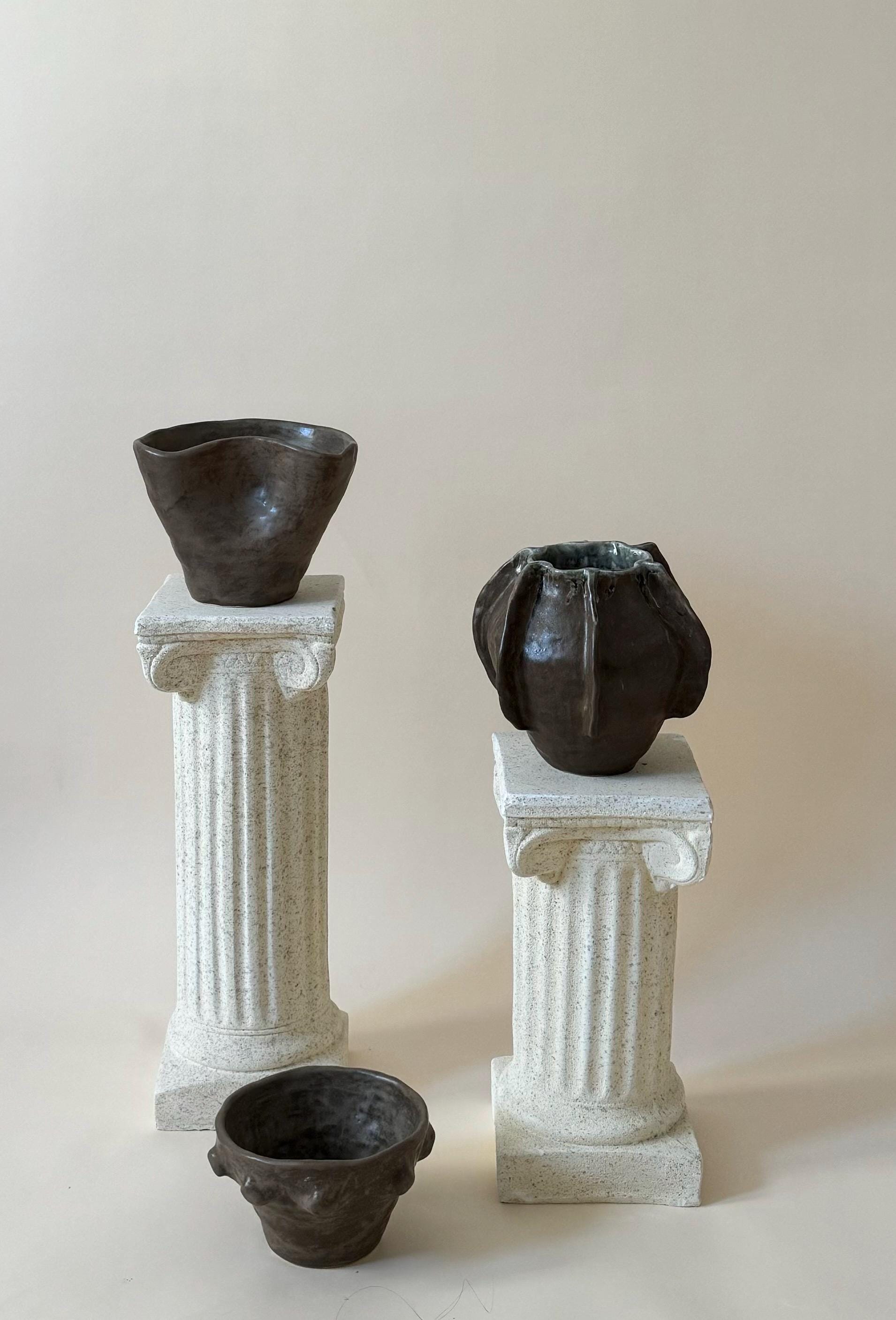 Handmade Ceramic Sculptural Vase: Organic Stoneware Vessel