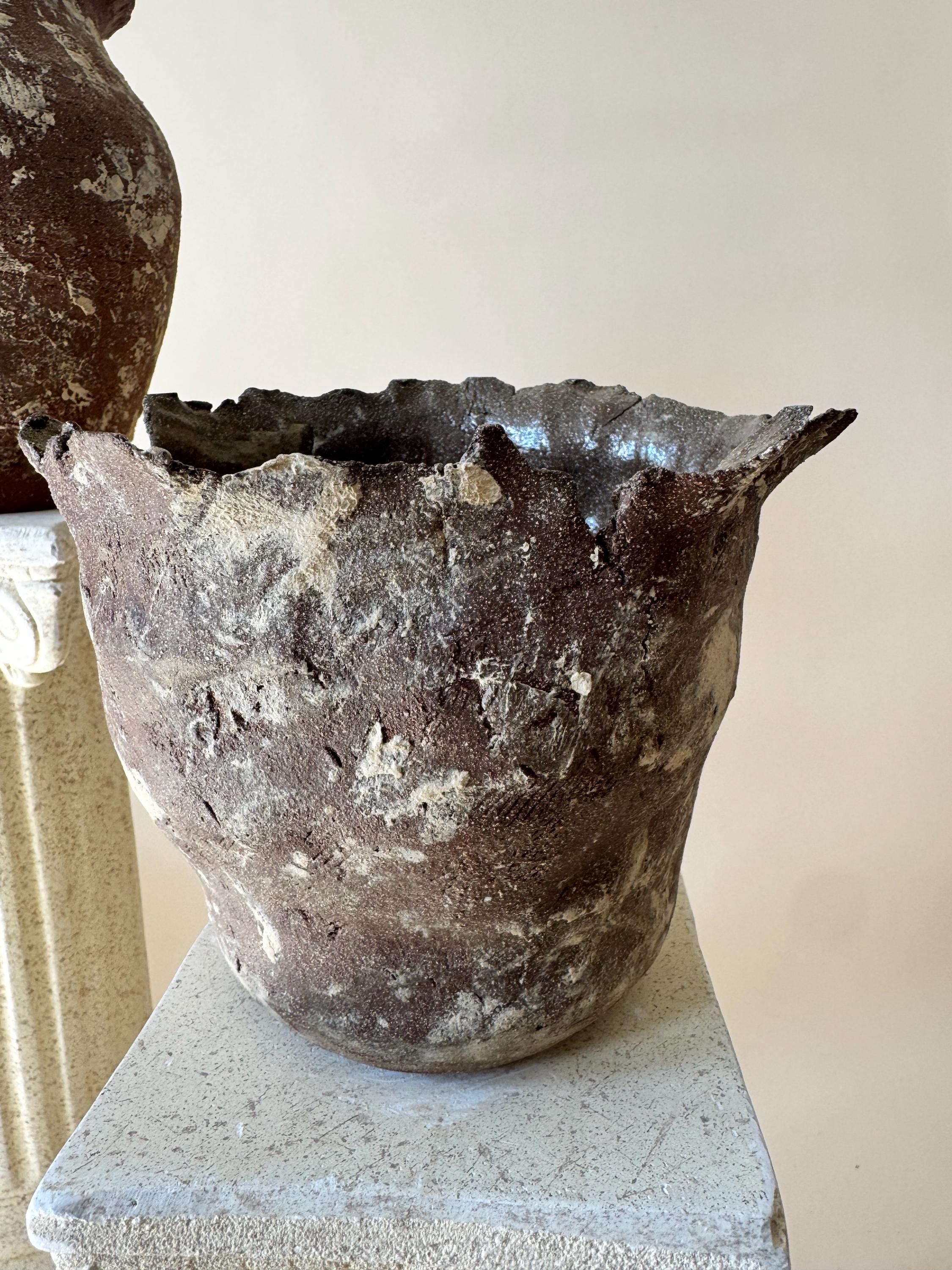 Handmade Ceramic Sculptural Vase: Natural Red Stoneware Vessel