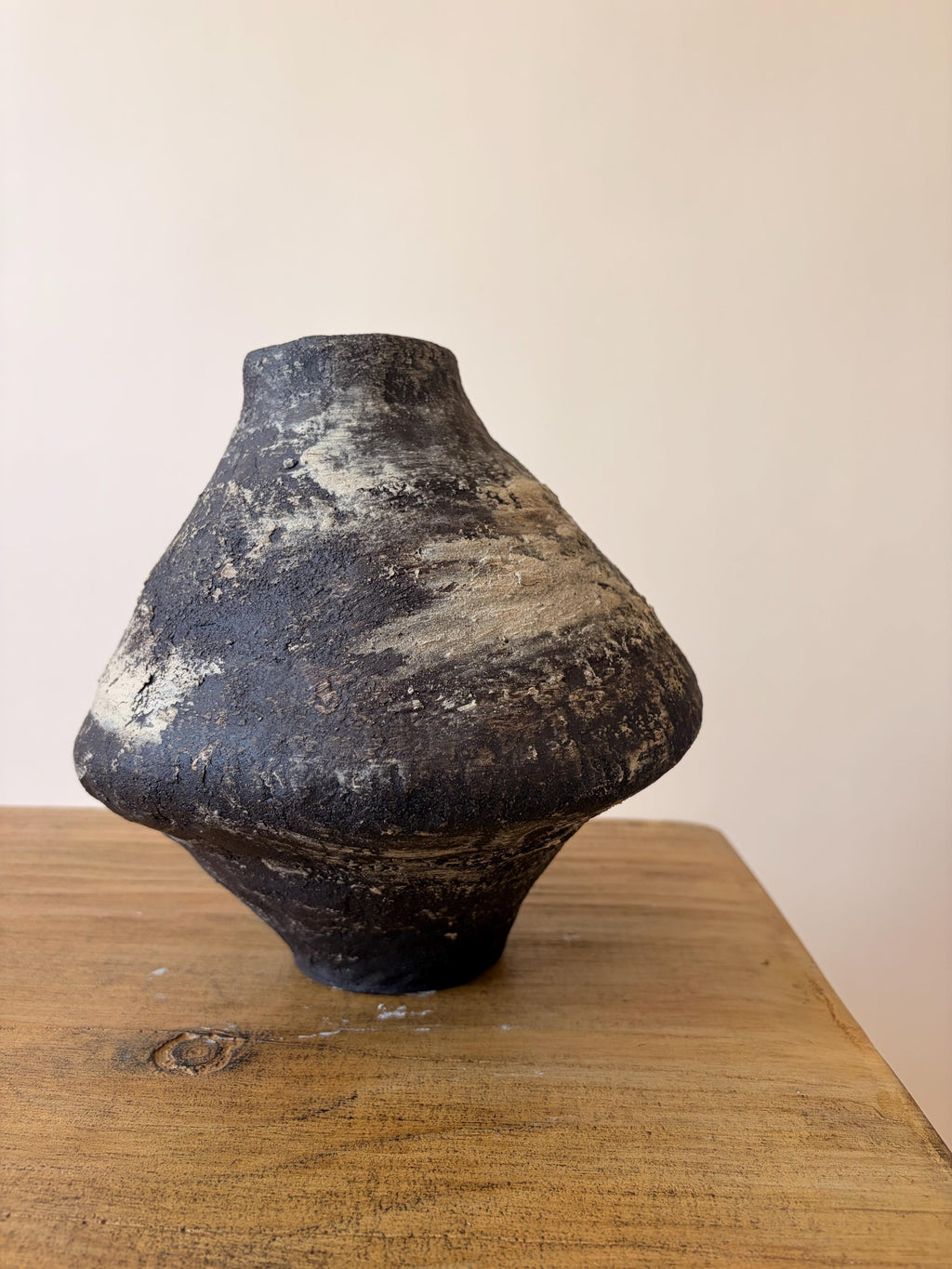 Handcrafted Black Ceramic Vase: Modern Organic Decor, Rustic Stoneware
