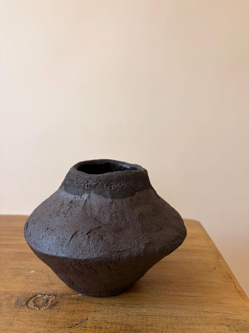 Handcrafted Black Ceramic Vase: Modern Organic Decor, Rustic Stoneware-small