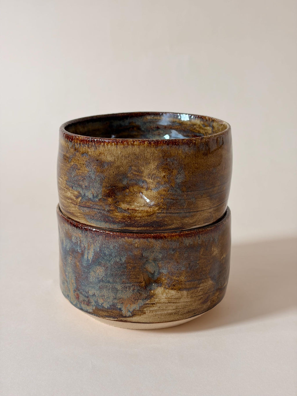 Stackable pinched Handmade Ceramic Soup Cup, Rusted Color
