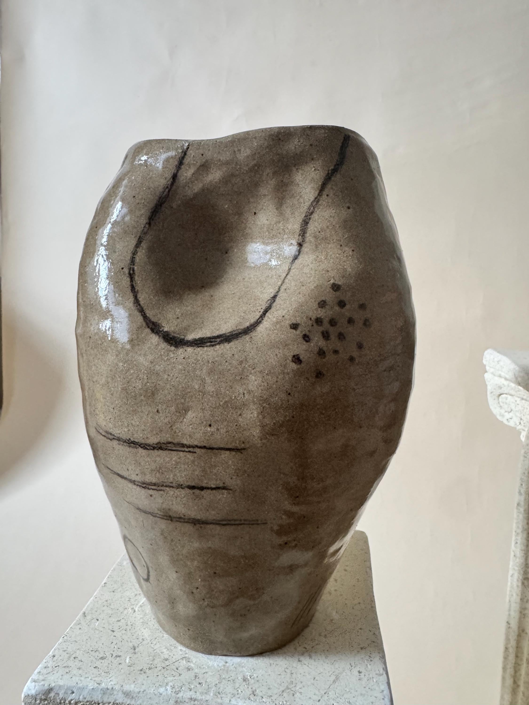Handmade Ceramic Sculptural Vase: Organic Stoneware Vessel