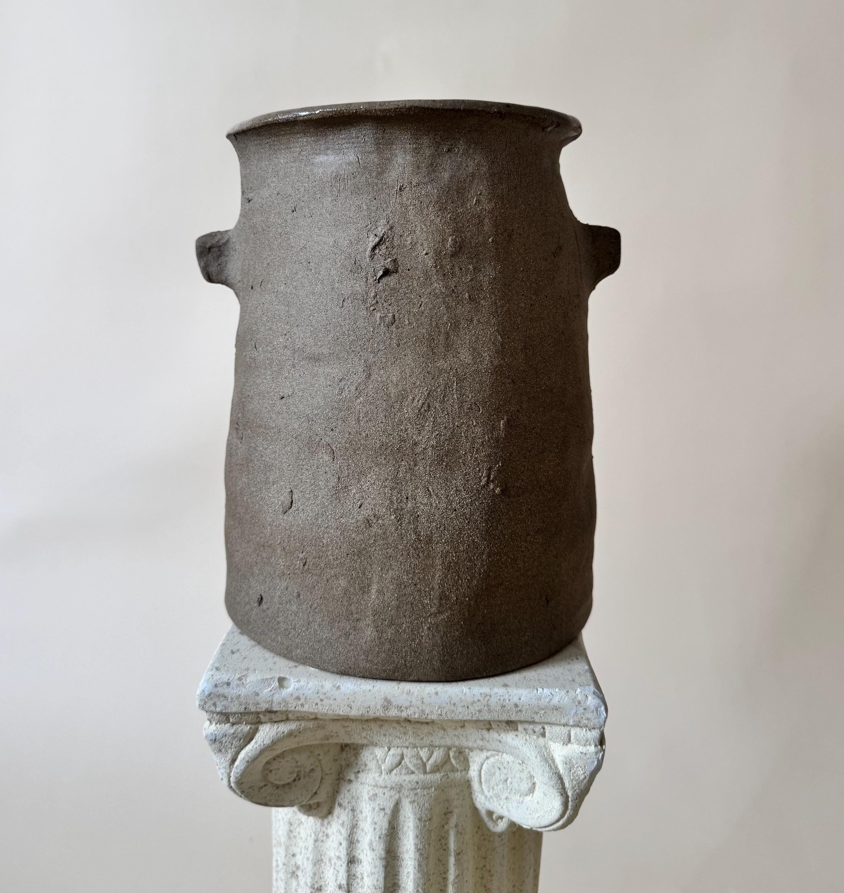 Handmade Speckled Clay Ceramic Vase: Rustic Golden Vessel
