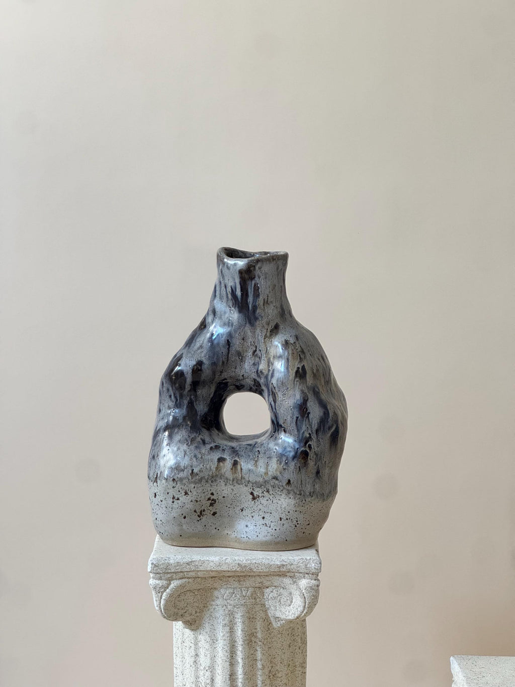 Handmade Stoneware Sculptural Vase: Organic Ceramic Vessel
