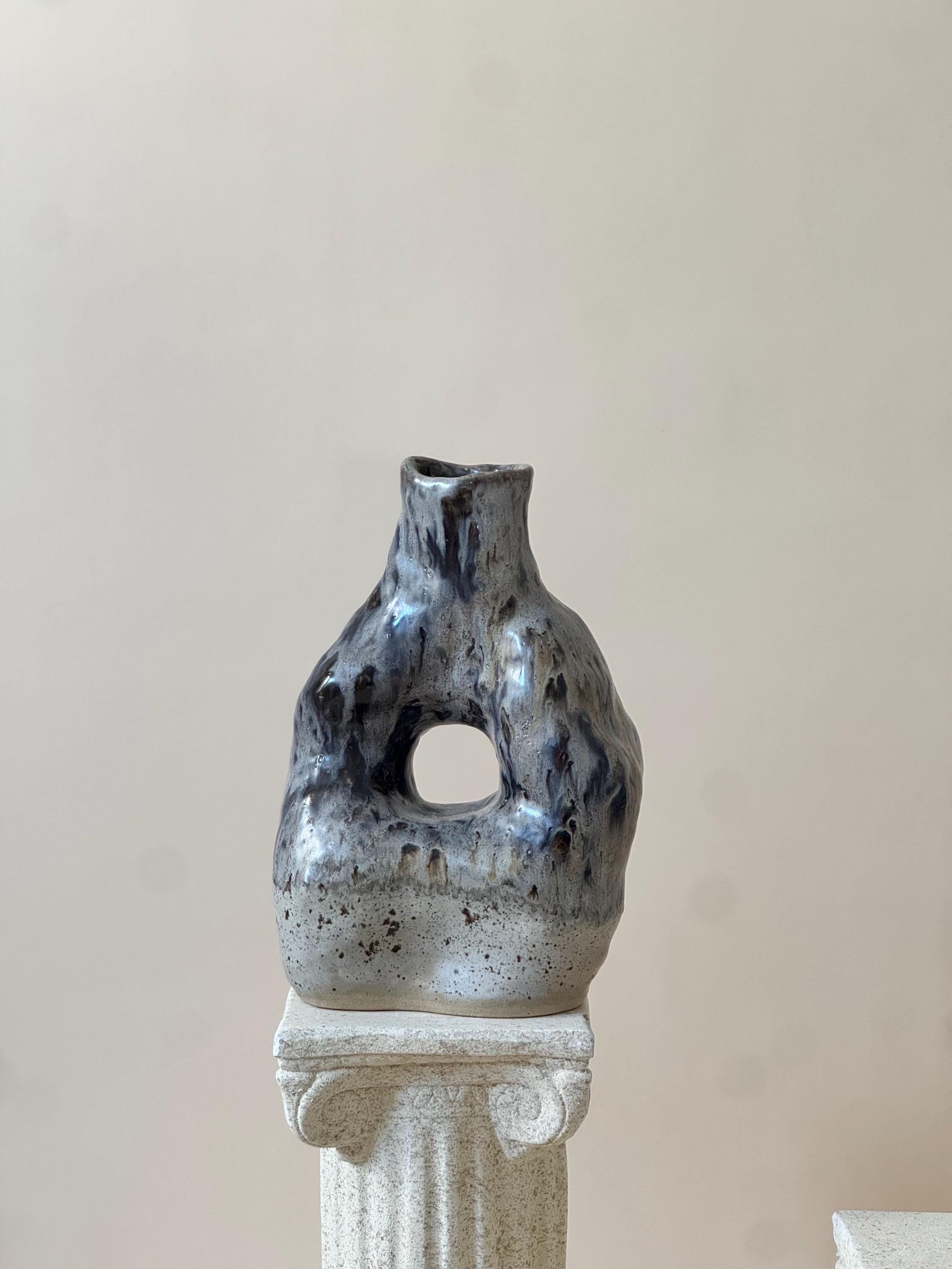 Handmade Stoneware Sculptural Vase: Organic Ceramic Vessel