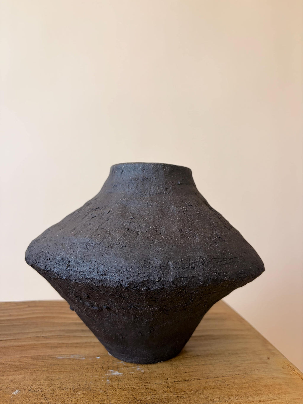 Handcrafted Black Ceramic Vase: Modern Organic Decor, Rustic Stoneware