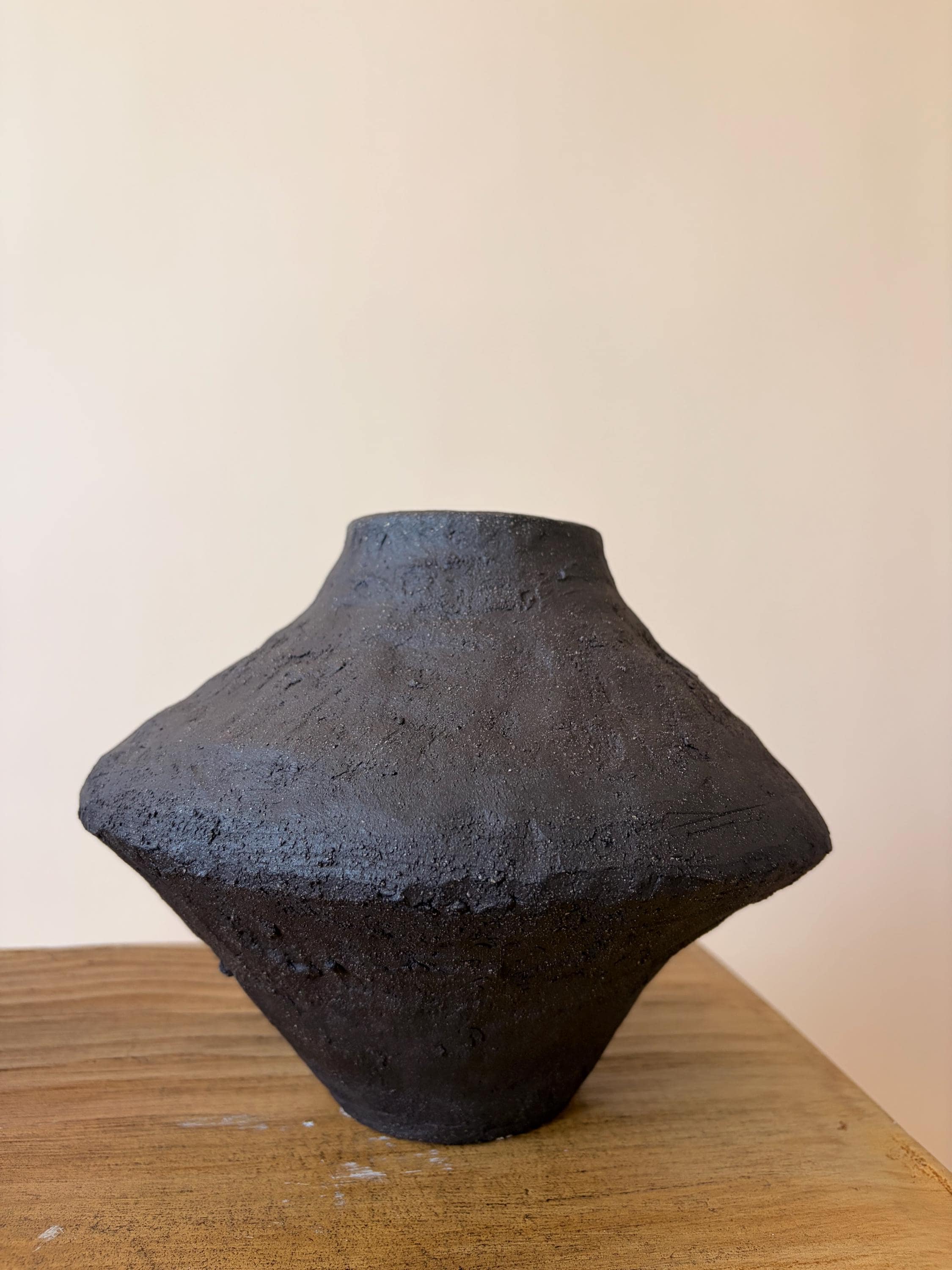 Handcrafted Black Ceramic Vase: Modern Organic Decor, Rustic Stoneware