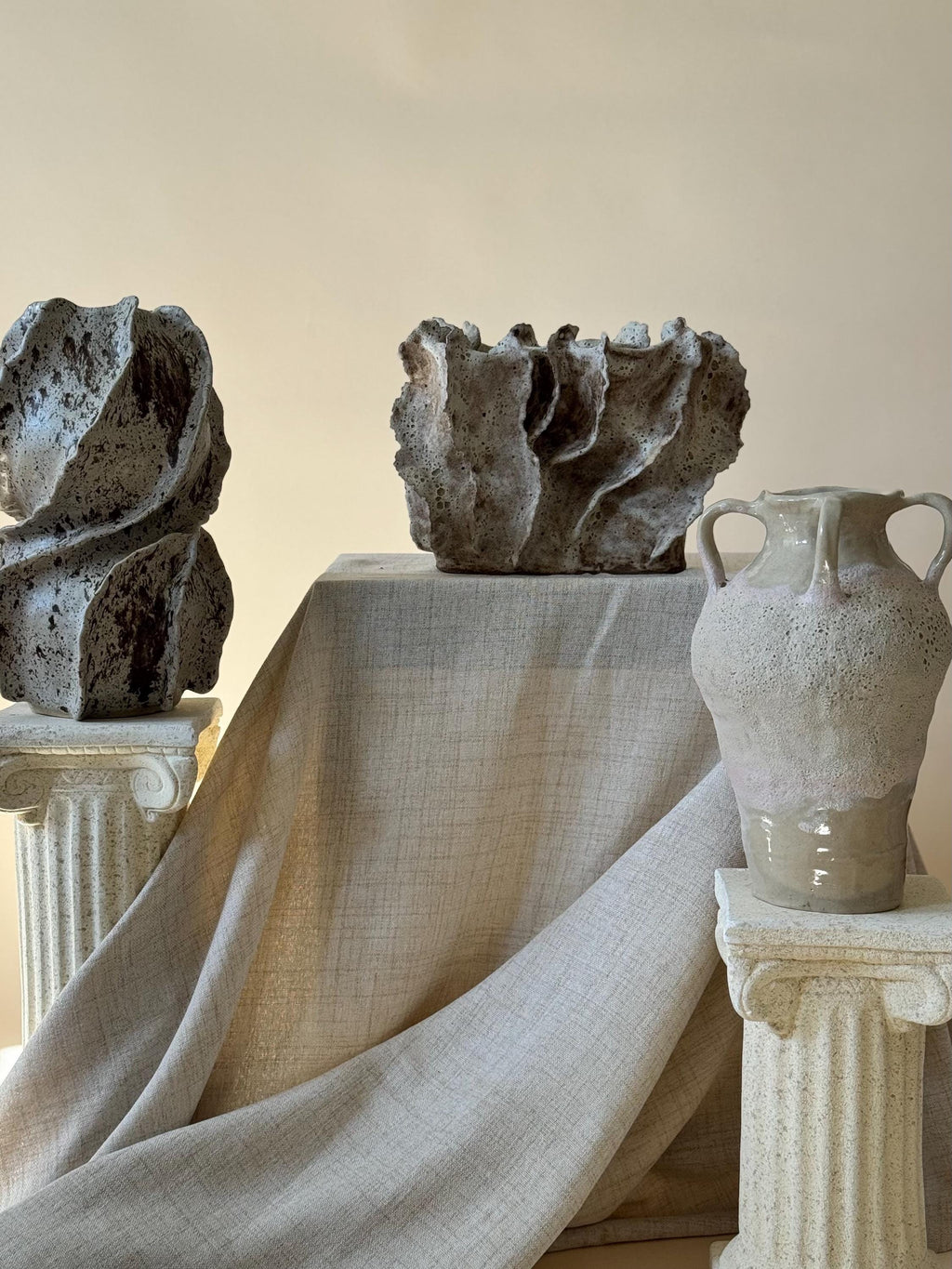 Handmade Ceramic Sculptural Vase: Volcanic Glaze Stoneware Vessel