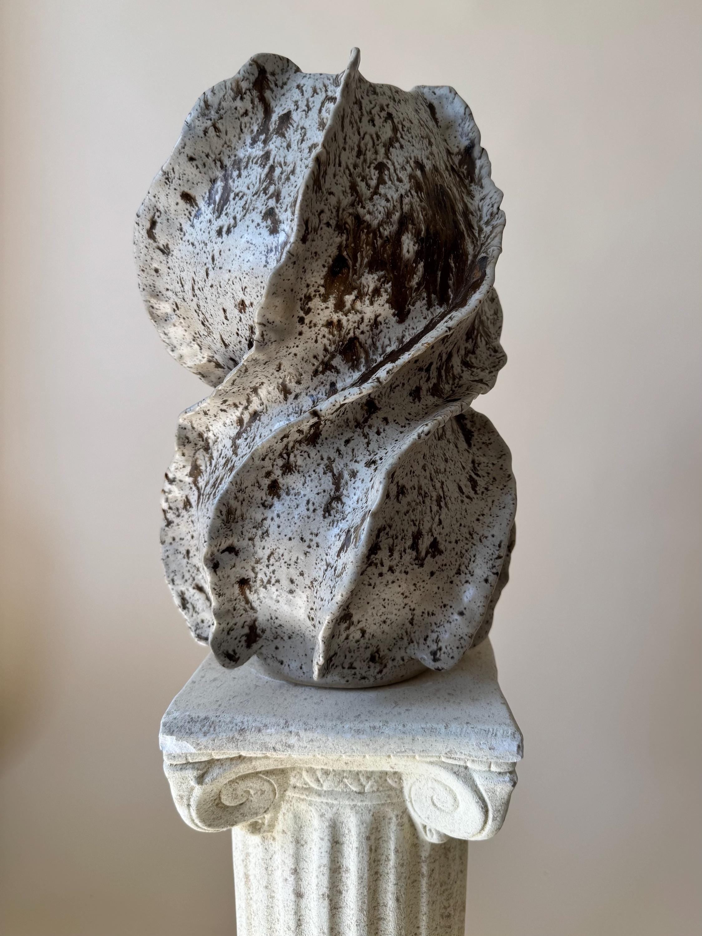 Handmade Ceramic Sculptural Vase: WinterWood Glaze Stoneware Vessel