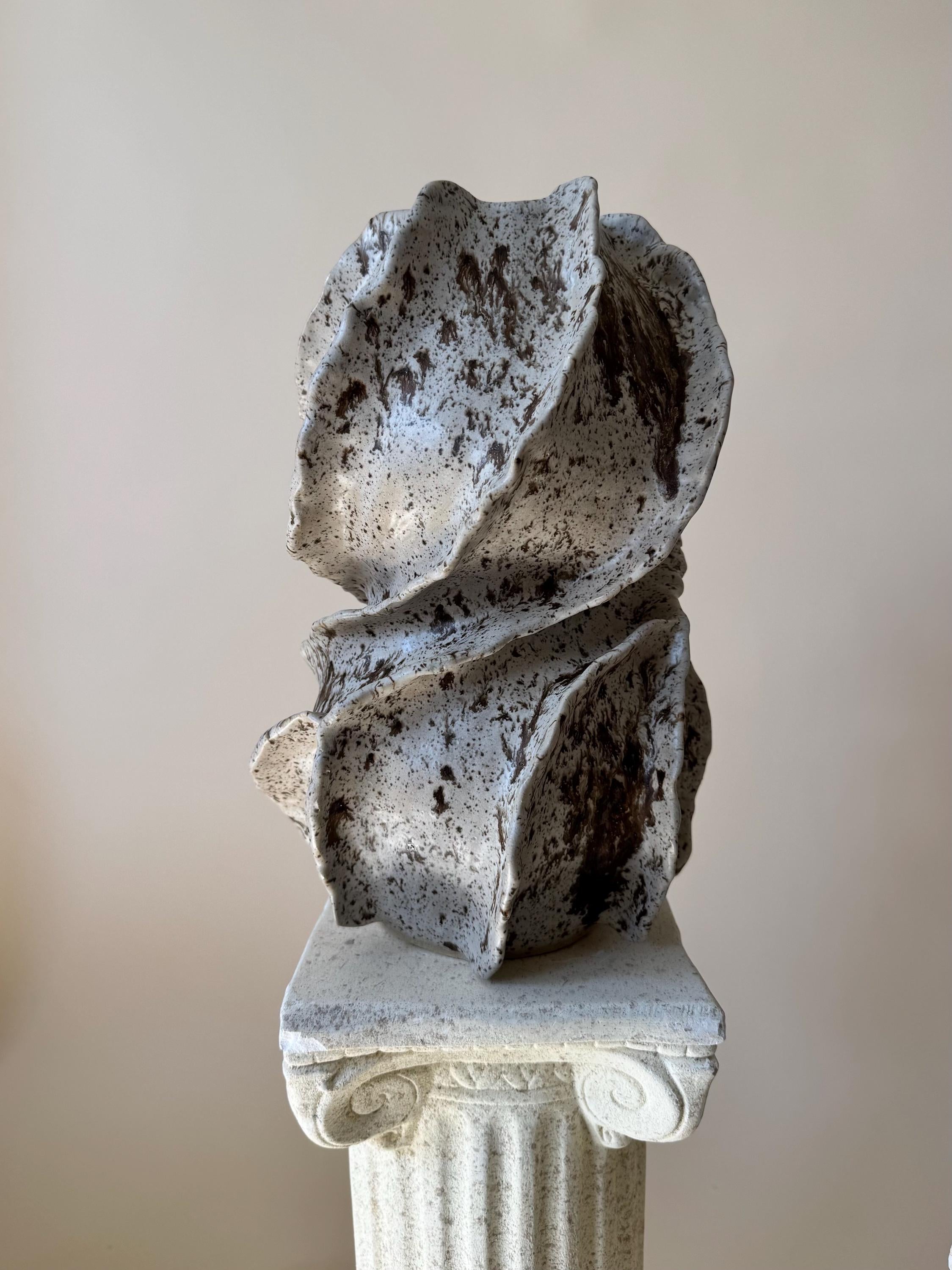 Handmade Ceramic Sculptural Vase: WinterWood Glaze Stoneware Vessel