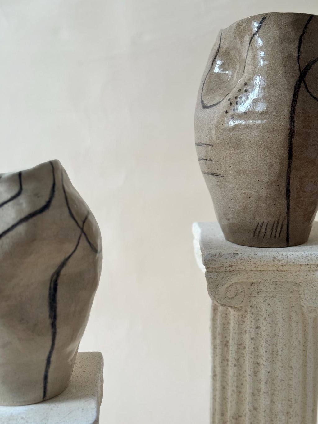 Handmade Ceramic Sculptural Vase: Organic Stoneware Vessel