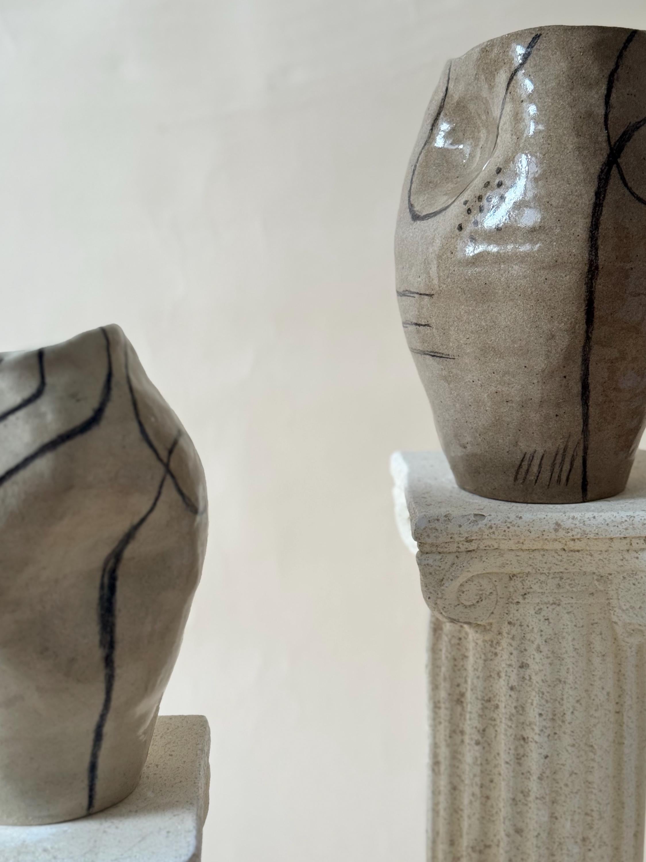 Handmade Ceramic Sculptural Vase: Organic Stoneware Vessel