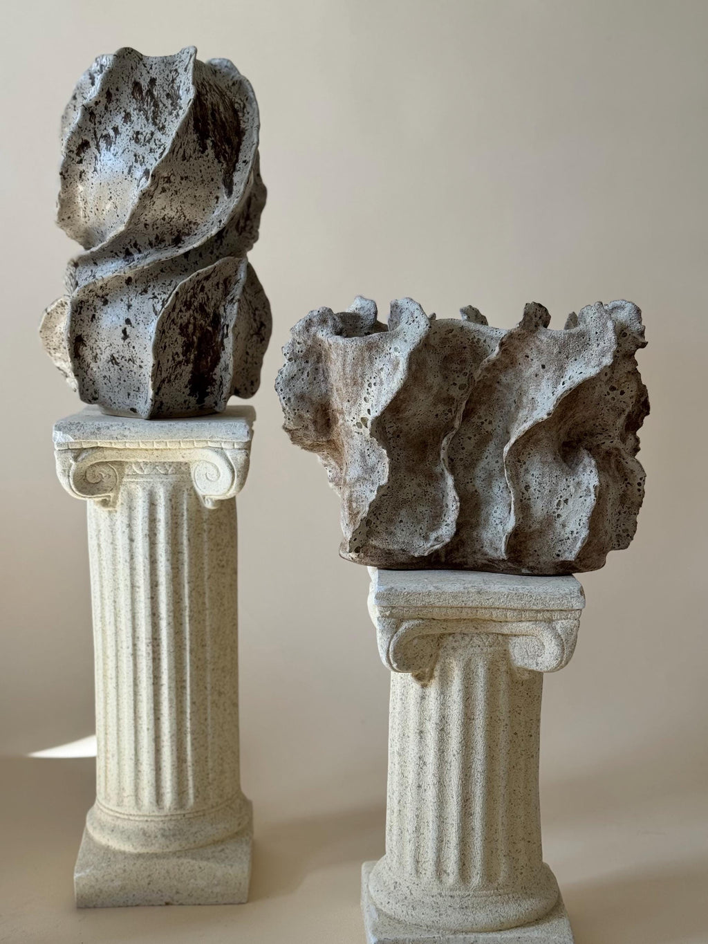 Handmade Ceramic Sculptural Vase: WinterWood Glaze Stoneware Vessel