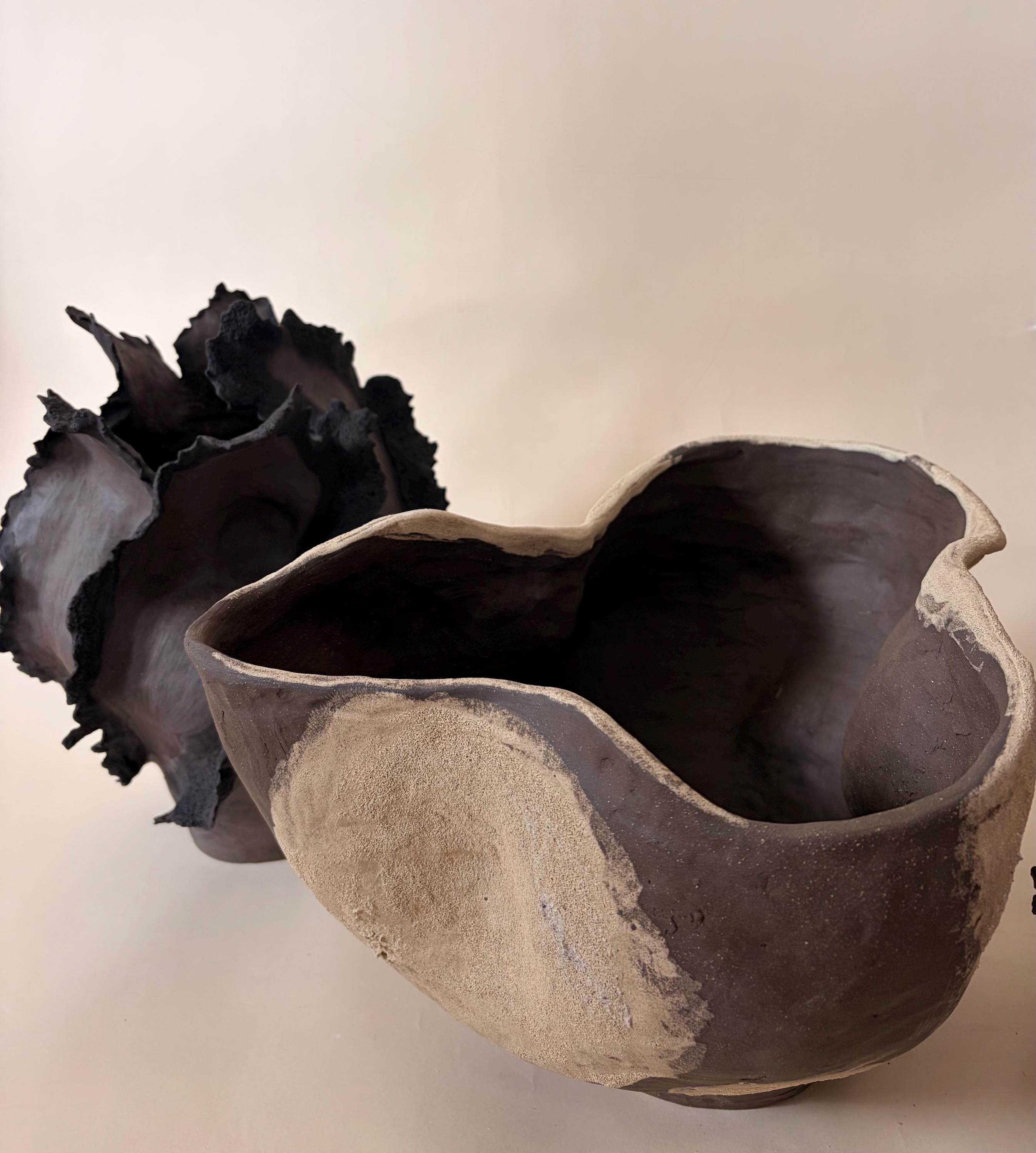 Handmade Ceramic Sculptural Vase: Volcanic Glaze Stoneware Vessel