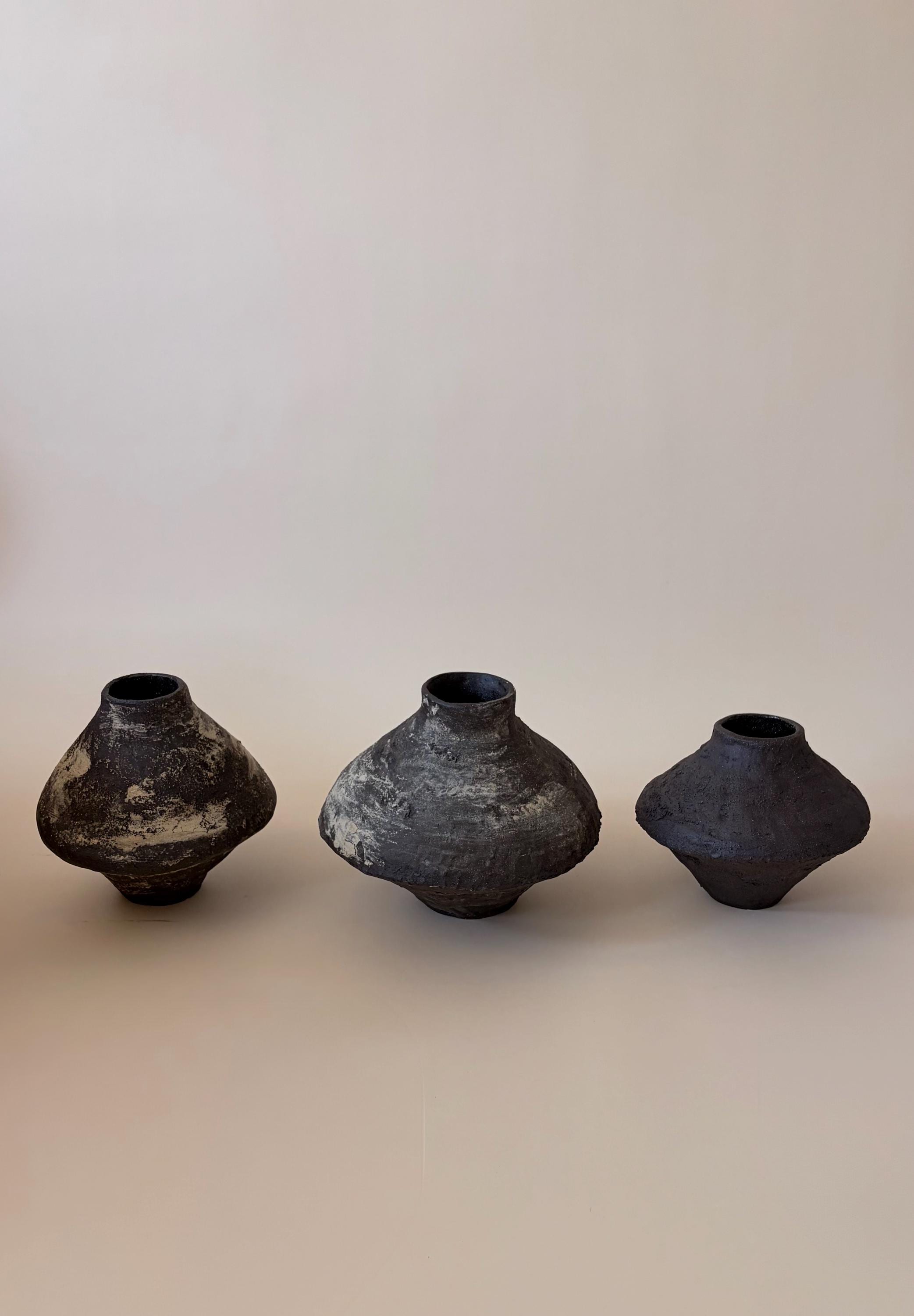 Handcrafted Black Ceramic Vase: Modern Organic Decor, Rustic Stoneware