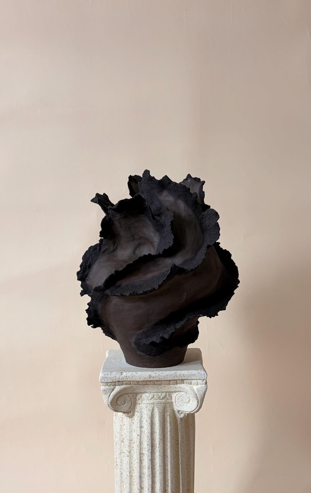 Handmade Ceramic Sculptural Vase: Volcanic Glaze Stoneware Vessel