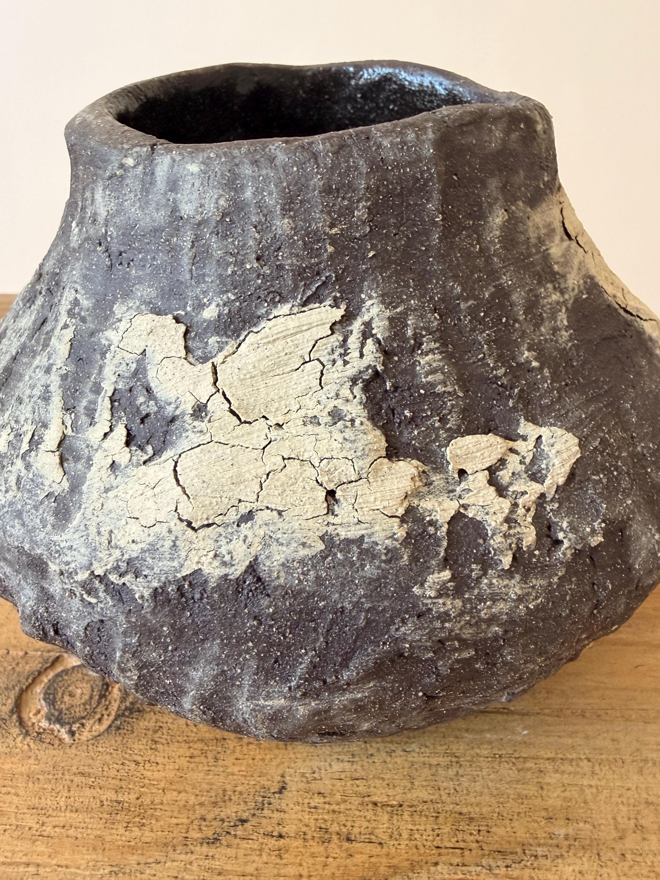Handcrafted Black Ceramic Vase: Modern Organic Decor, Rustic Stoneware-small