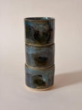 Stackable Handmade Pinched Small Ceramic Cappuccino Mug, Emerald