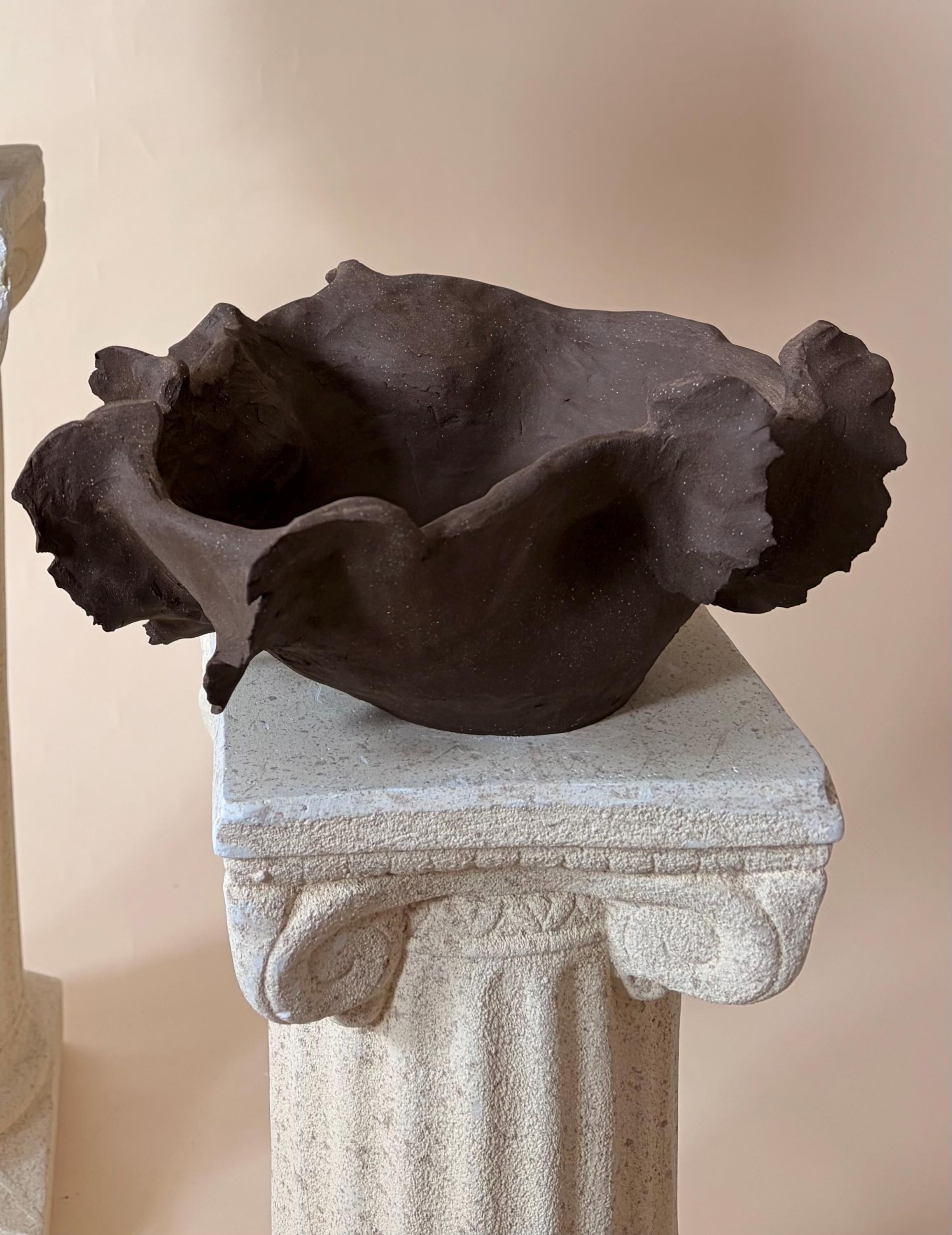 Handmade Ceramic Sculptural Vase: Organic Stoneware Vessel