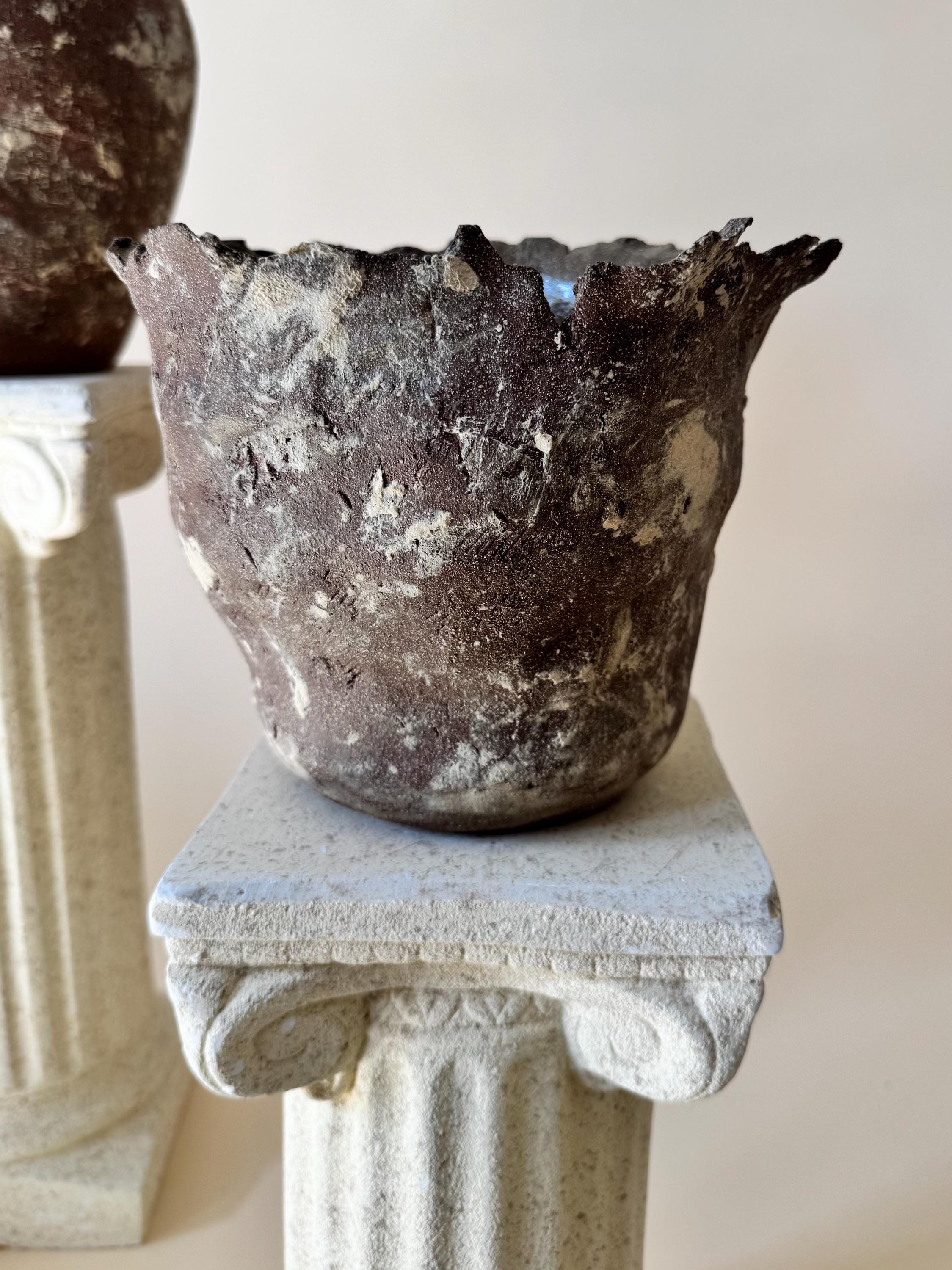 Handmade Ceramic Sculptural Vase: Natural Red Stoneware Vessel